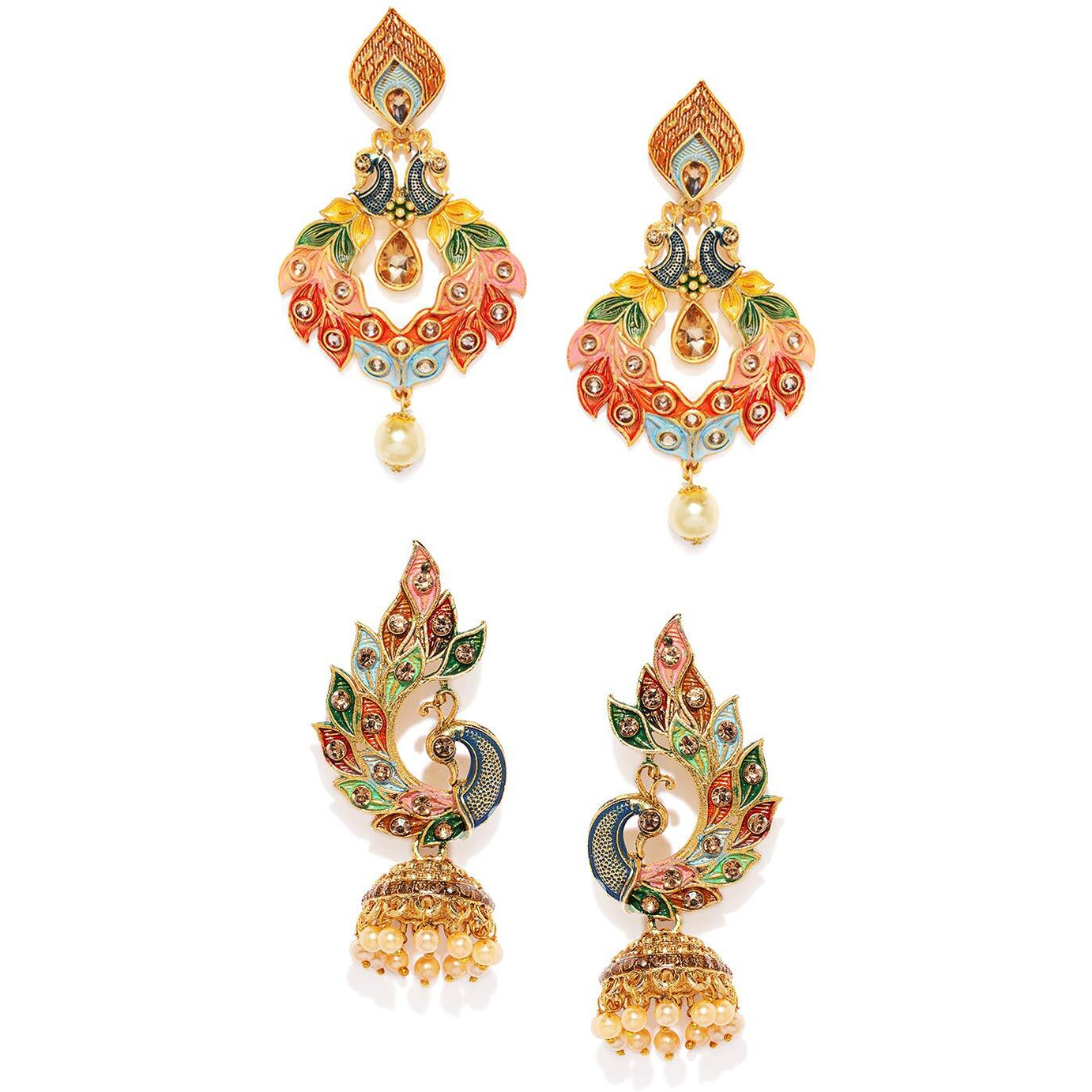 ZAVERI PEARLS Womens Non Precious Metal Jhumki Earrings (Multicolour, ZPFK9024)