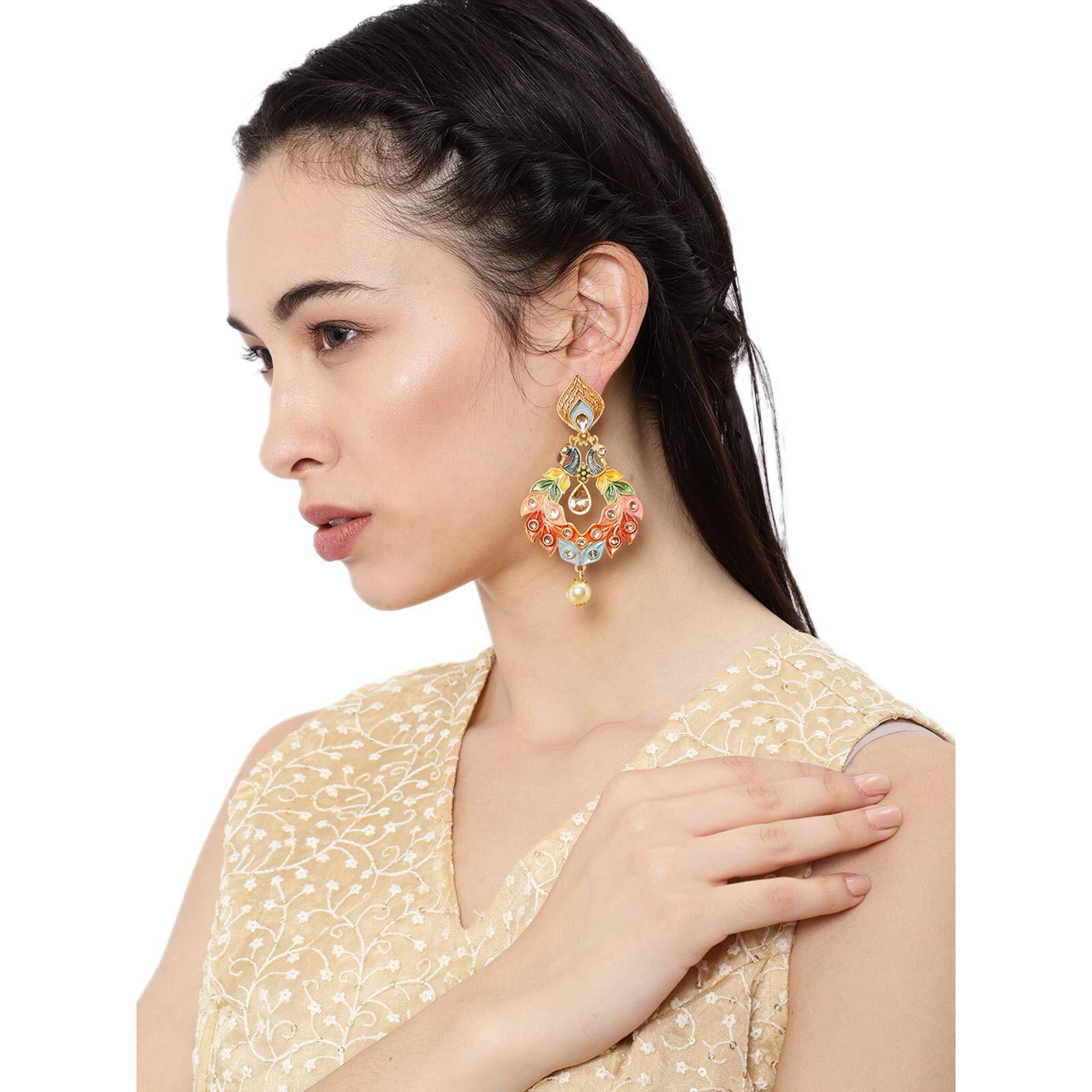 ZAVERI PEARLS Womens Non Precious Metal Jhumki Earrings (Multicolour, ZPFK9024)