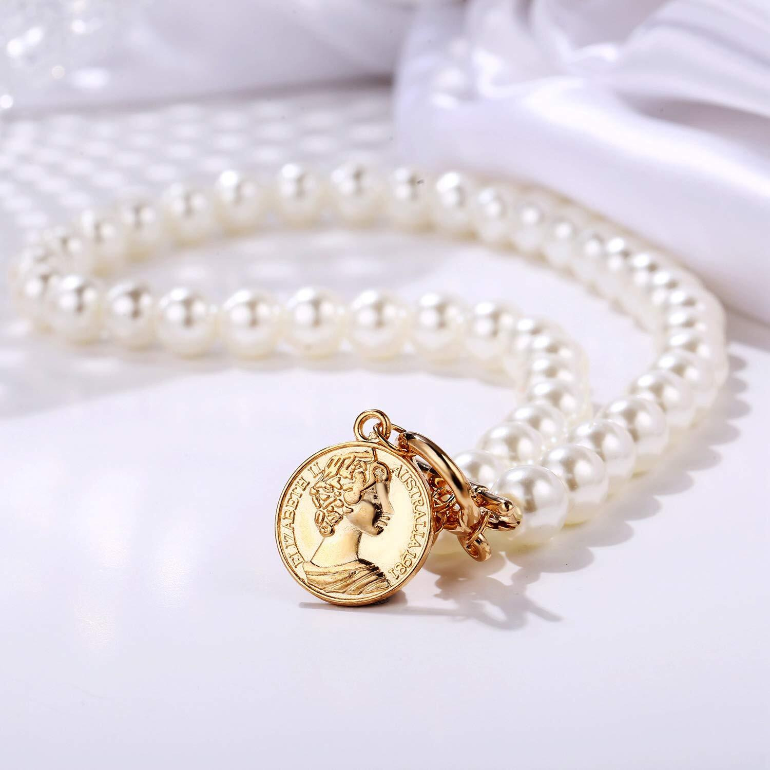 Shining Diva Fashion Latest Stylish Pearl Pendant Necklace for Women and Girls, Golden (12253np)