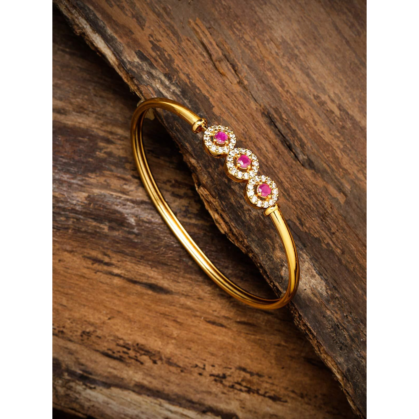 ZAVERI PEARLS Gold Plated Cubic Zirconia Studded Kada For Women-ZPFK9212