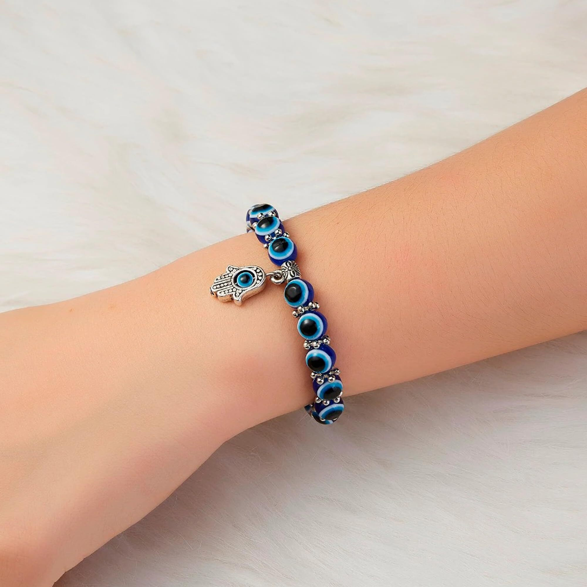 Fashion Frill Evil Eye Silver Chain For Women With Evil Eye Bracelet For Men Women Girls Pendant Chain Jewellery Combo
