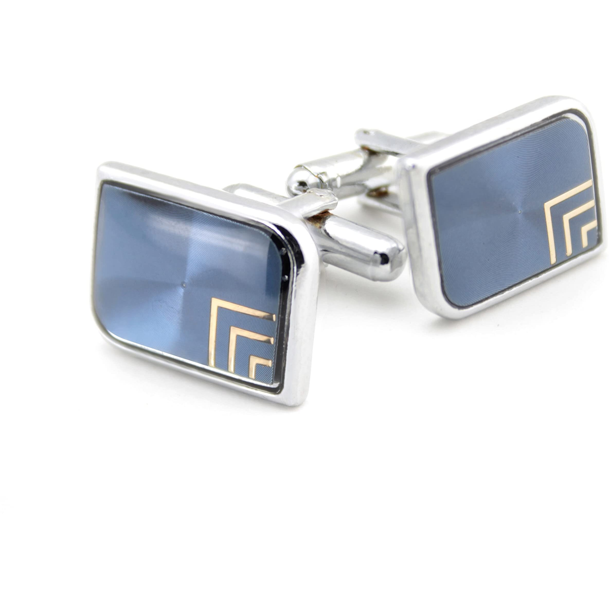 Kavove The Jade Stallion Blue & Silver Cufflink For Men