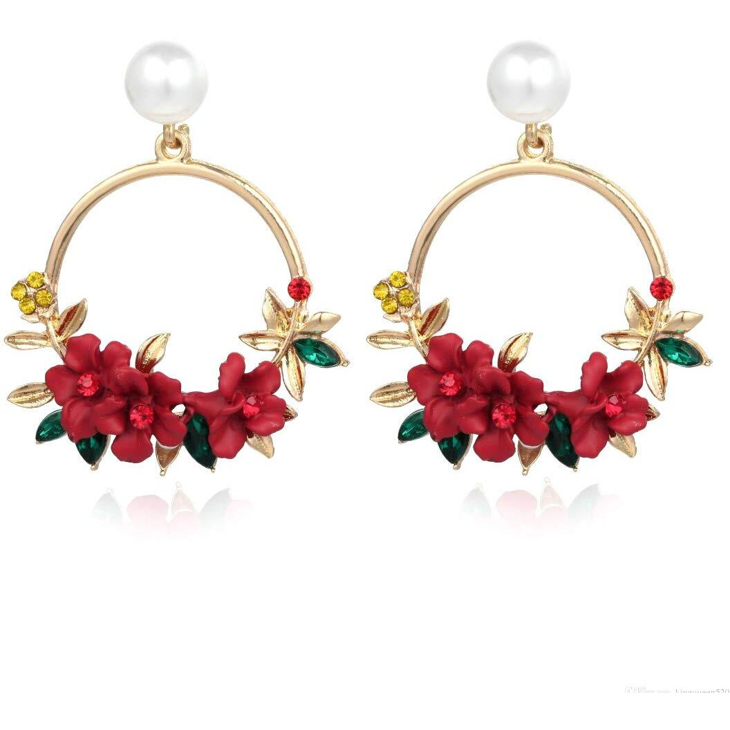 YouBella Jewellery for women Gold Plated Floral Earings Earrings for Girls and Women (Red)