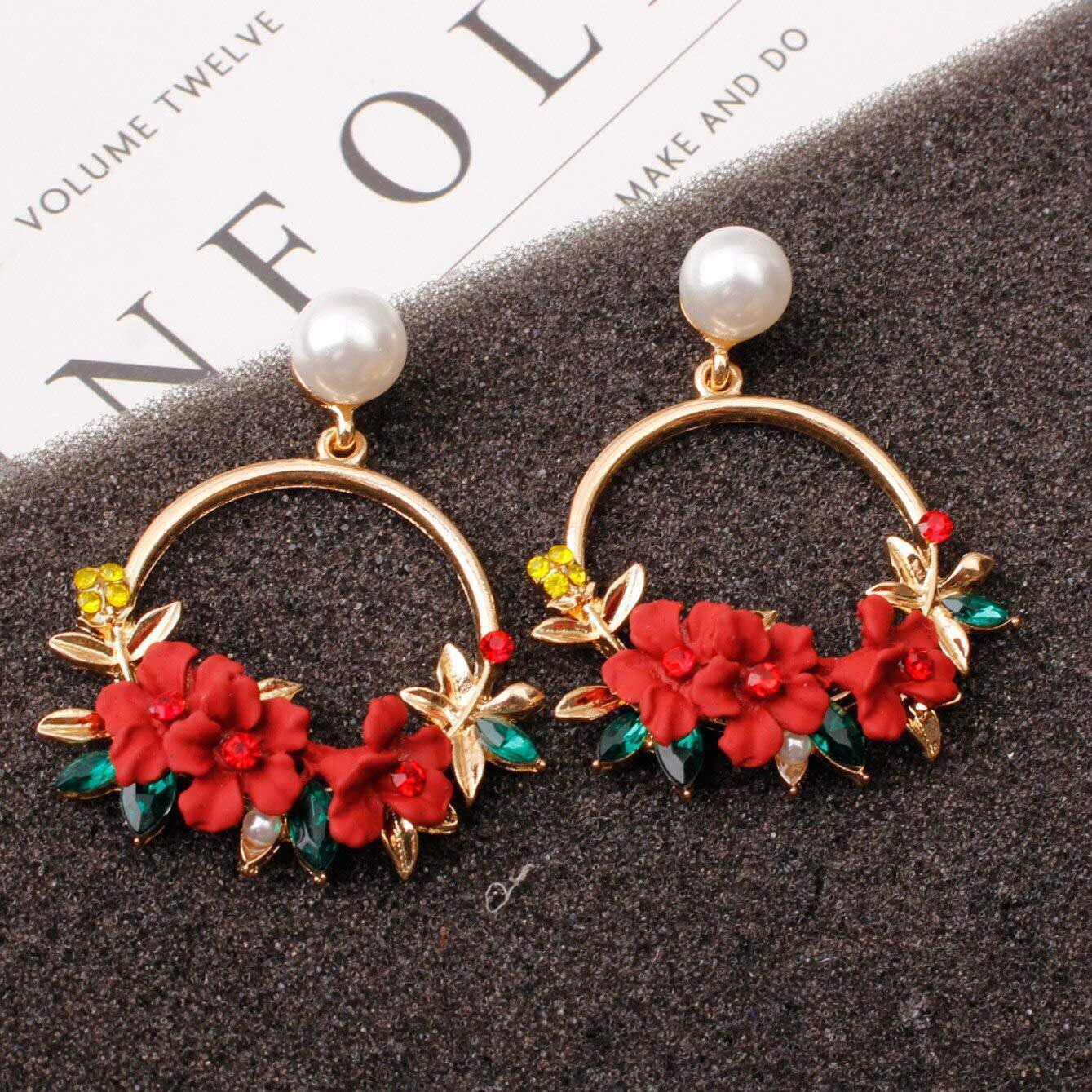 YouBella Jewellery for women Gold Plated Floral Earings Earrings for Girls and Women (Red)