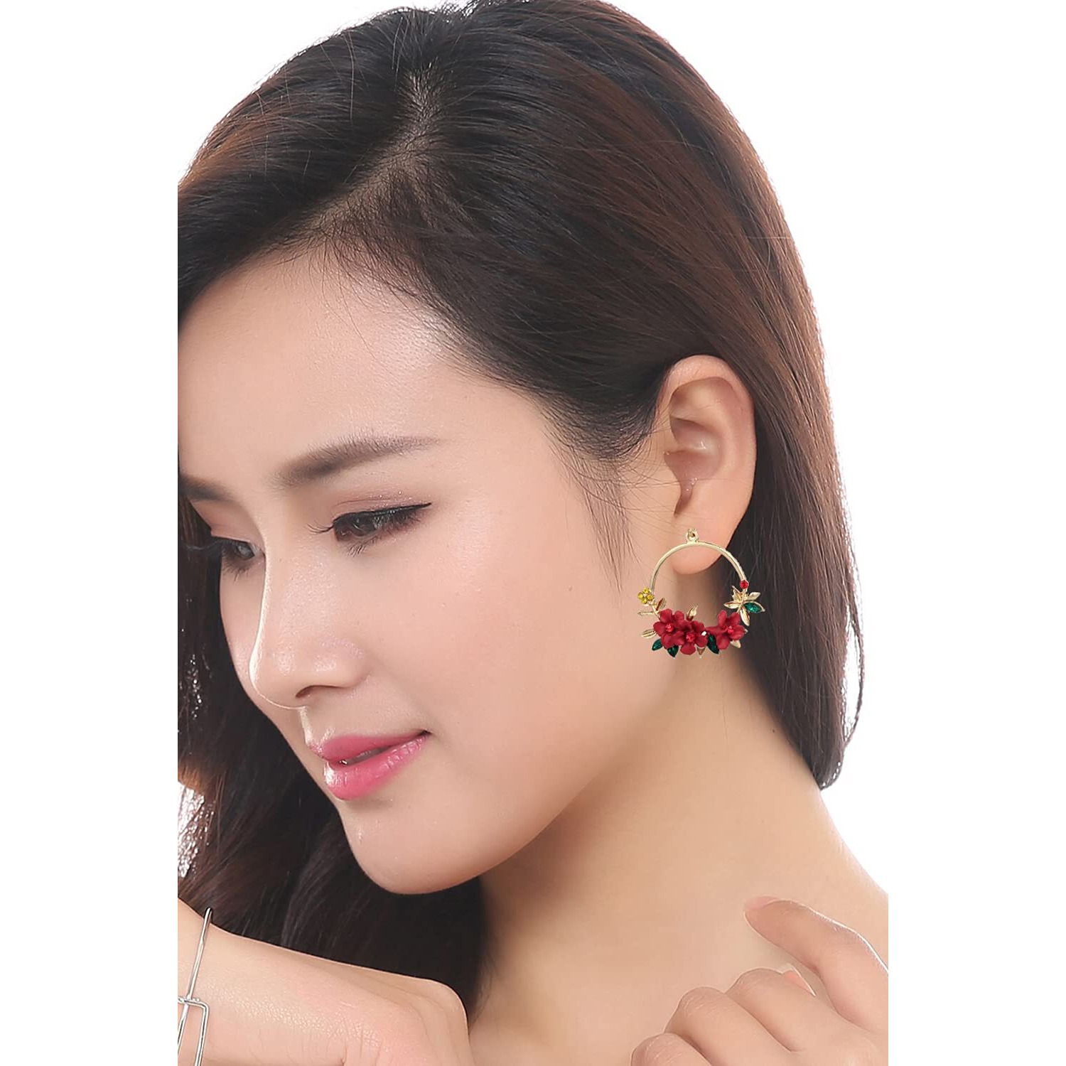 YouBella Jewellery for women Gold Plated Floral Earings Earrings for Girls and Women (Red)