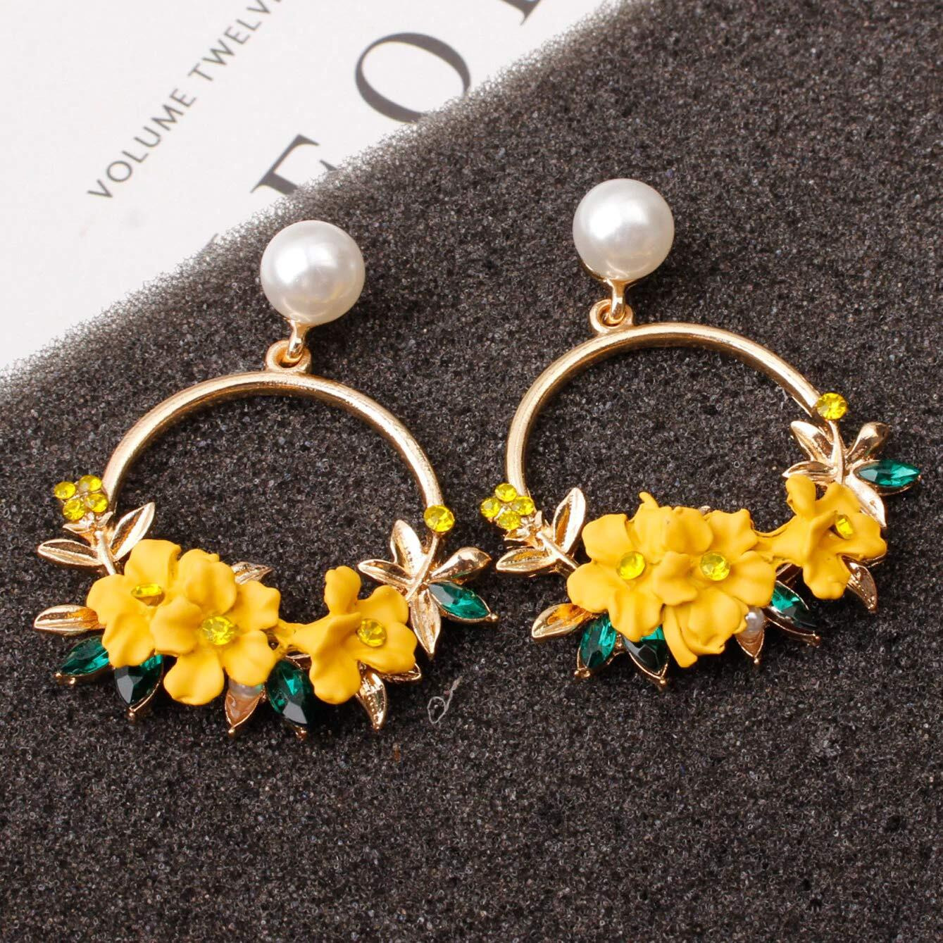 YouBella Jewellery for women Gold Plated Floral Earings Earrings for Girls and Women (Yellow)