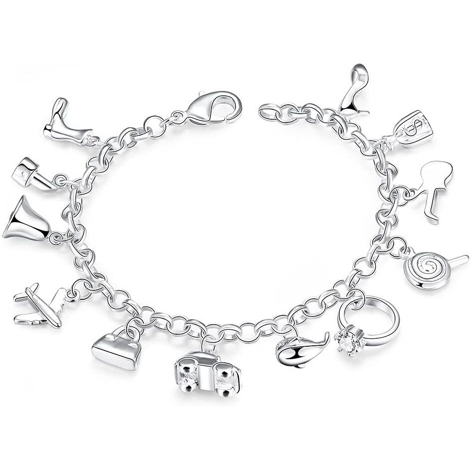 Yellow Chimes Bracelet For Women And Girls Fashion Silver Color Charm Chain Bracelets | Muti Shaped Charms Silver Tones Style Bracelet | Birthday And Anniversary Gift For Women & Girls