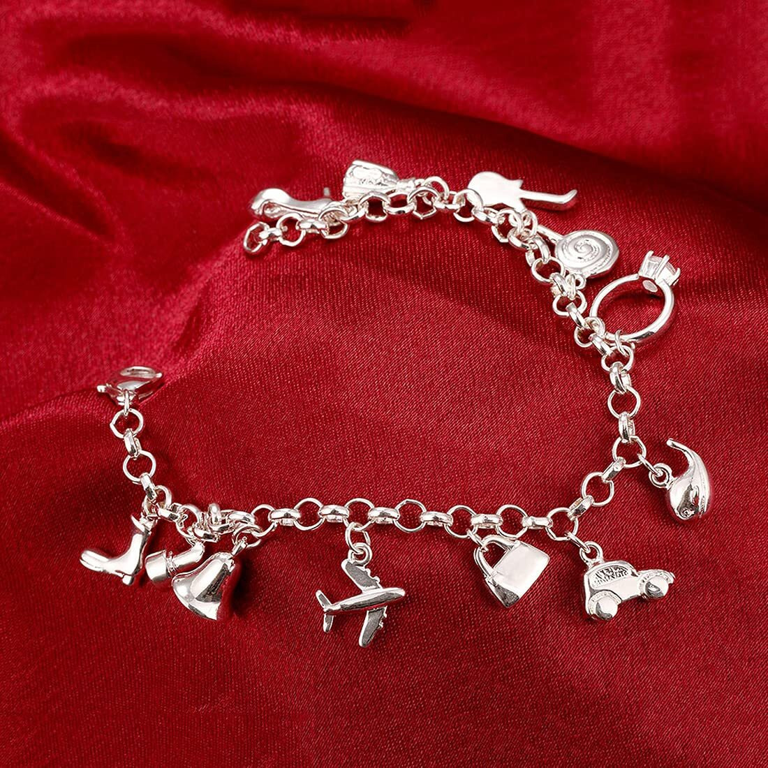 Yellow Chimes Bracelet For Women And Girls Fashion Silver Color Charm Chain Bracelets | Muti Shaped Charms Silver Tones Style Bracelet | Birthday And Anniversary Gift For Women & Girls