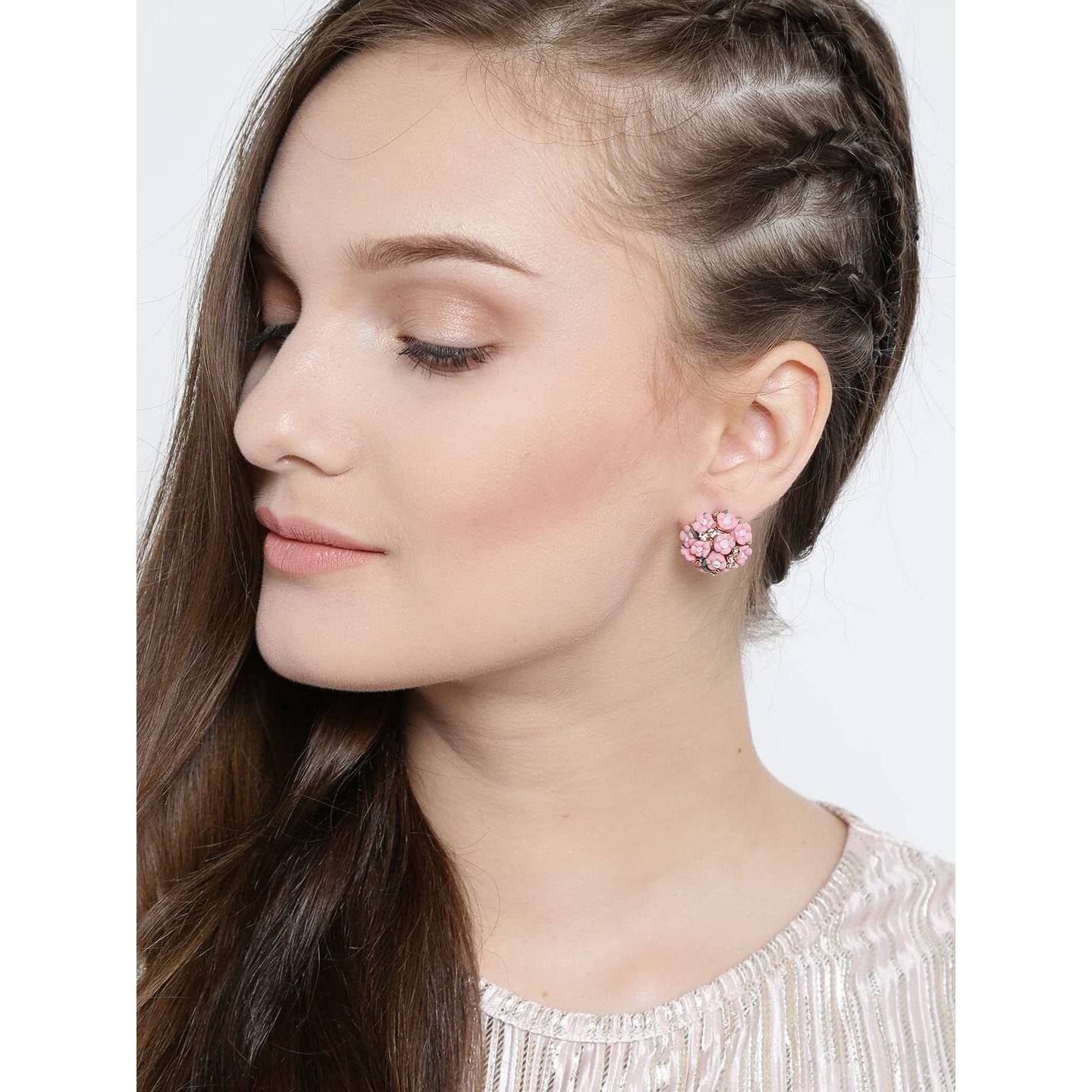 YouBella Jewellery Gold Plated Flower Shape Resin Earrings for Women and Girls (Pink)