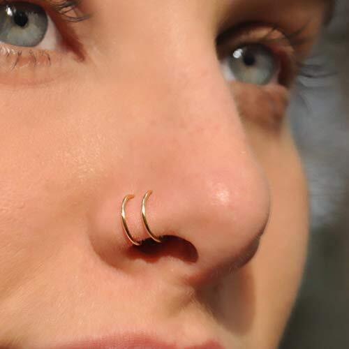 Via Mazzini 316L Stainless Steel No-Tarnish No-Rusting Double Closure No Piercing Nose Ring for Women