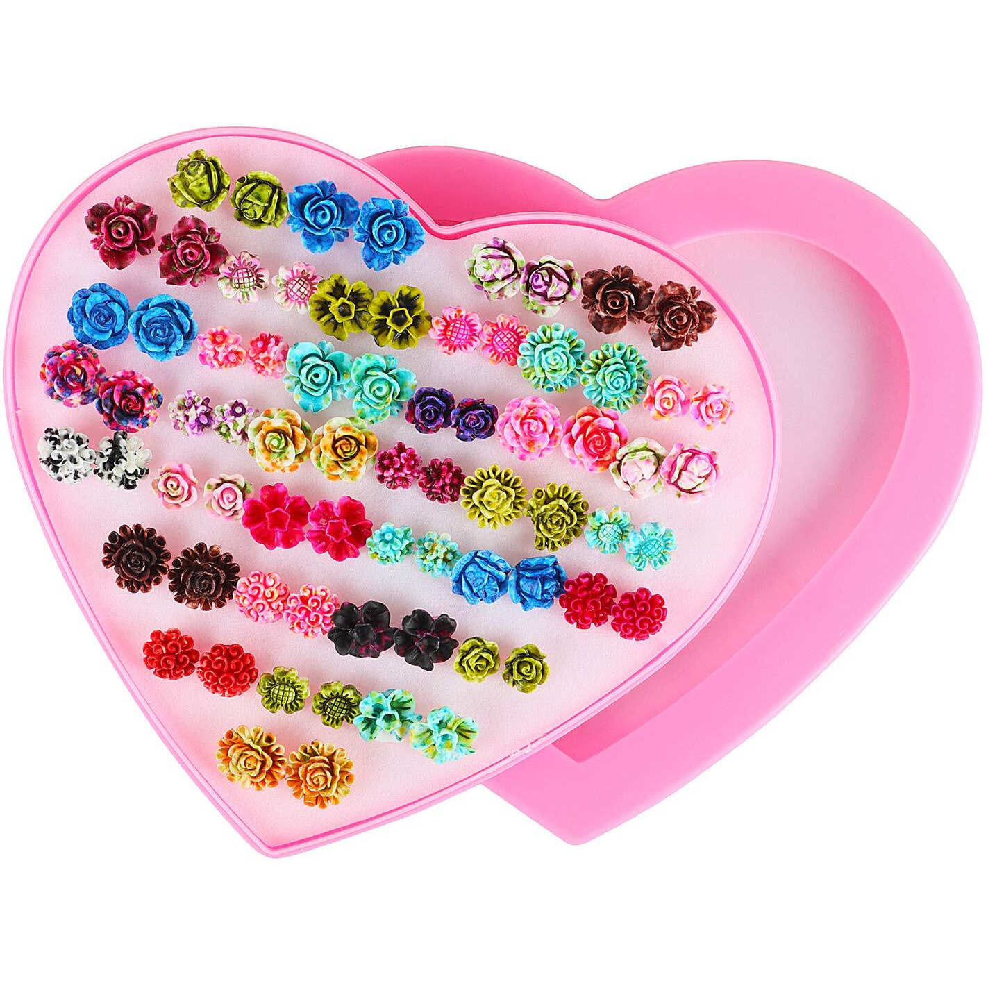 Shining Diva Fashion Floral Design Multicolour Non Precious Base Metal Stud Earrings for Women - 36 Pairs Combo Set (12137er)