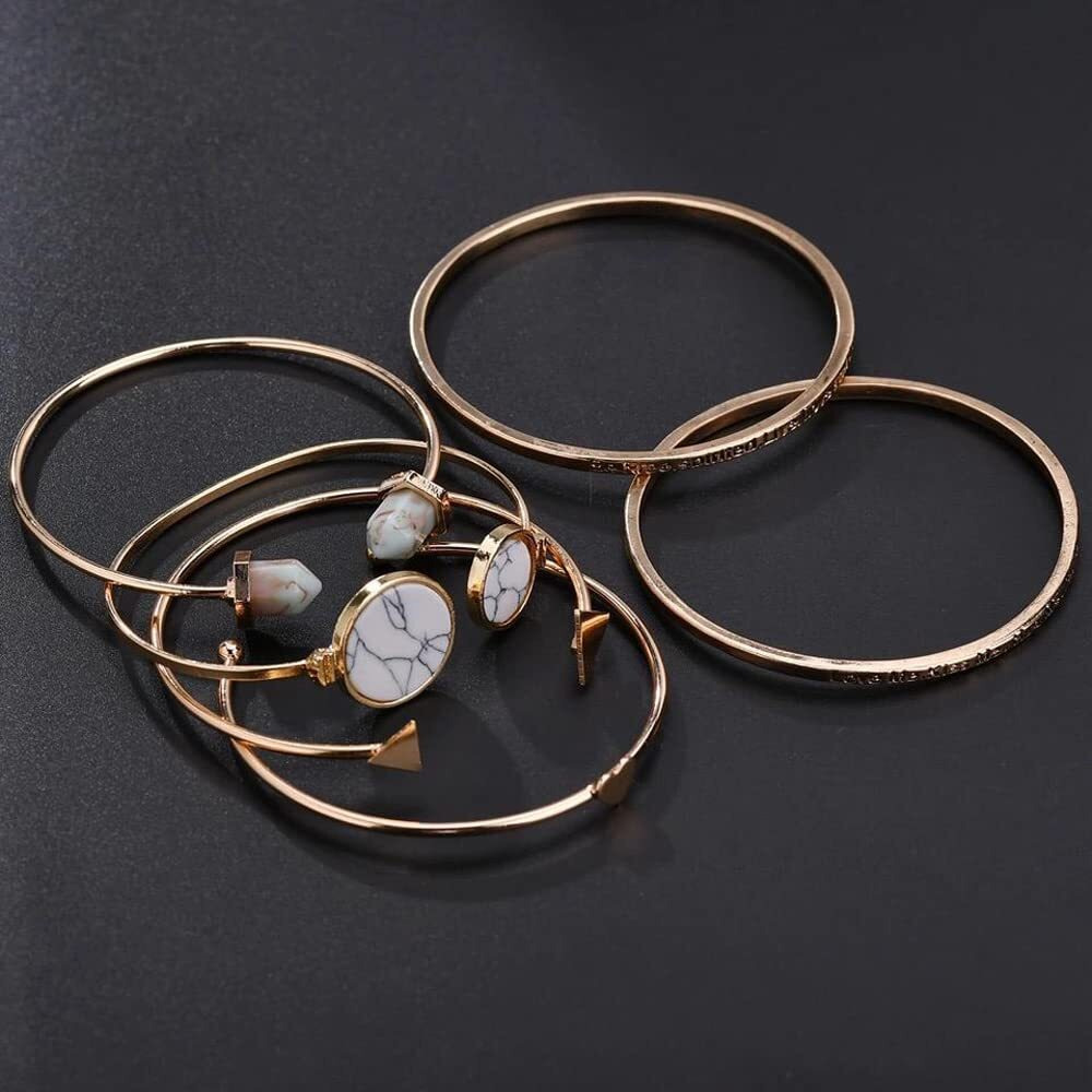 Shining Diva Fashion Set of 6 Multilayer Cuff Bangle Gold Plated Bracelet for Women and Girls (Golden) (rrsd10705b)