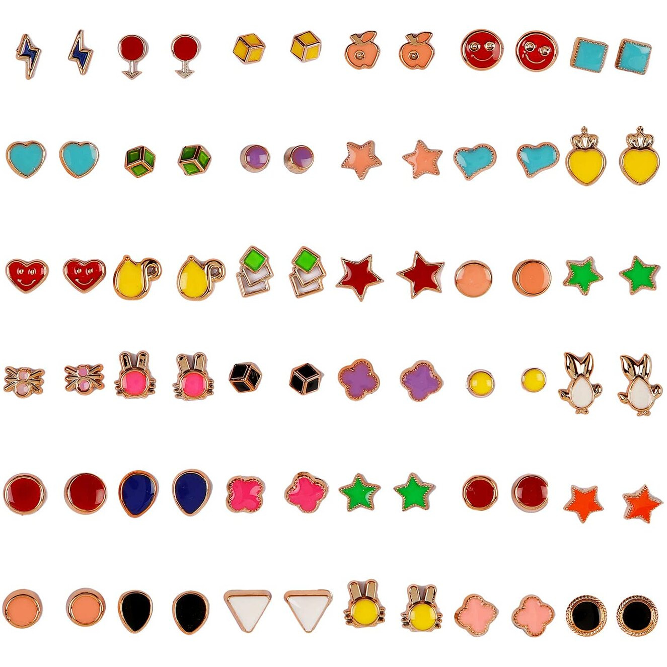 Shining Diva Fashion Multicolor Non Precious Metal Base Metal Heart Box Earrings Stylish Earrings for Girls and Women (Combo 36 Pairs Set) (12022er)