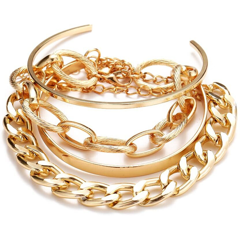 Shining Diva Fashion Latest Stylish Multilayer Gold Plated Bangle Bracelet for Women and Girls (14696b) Set of 4