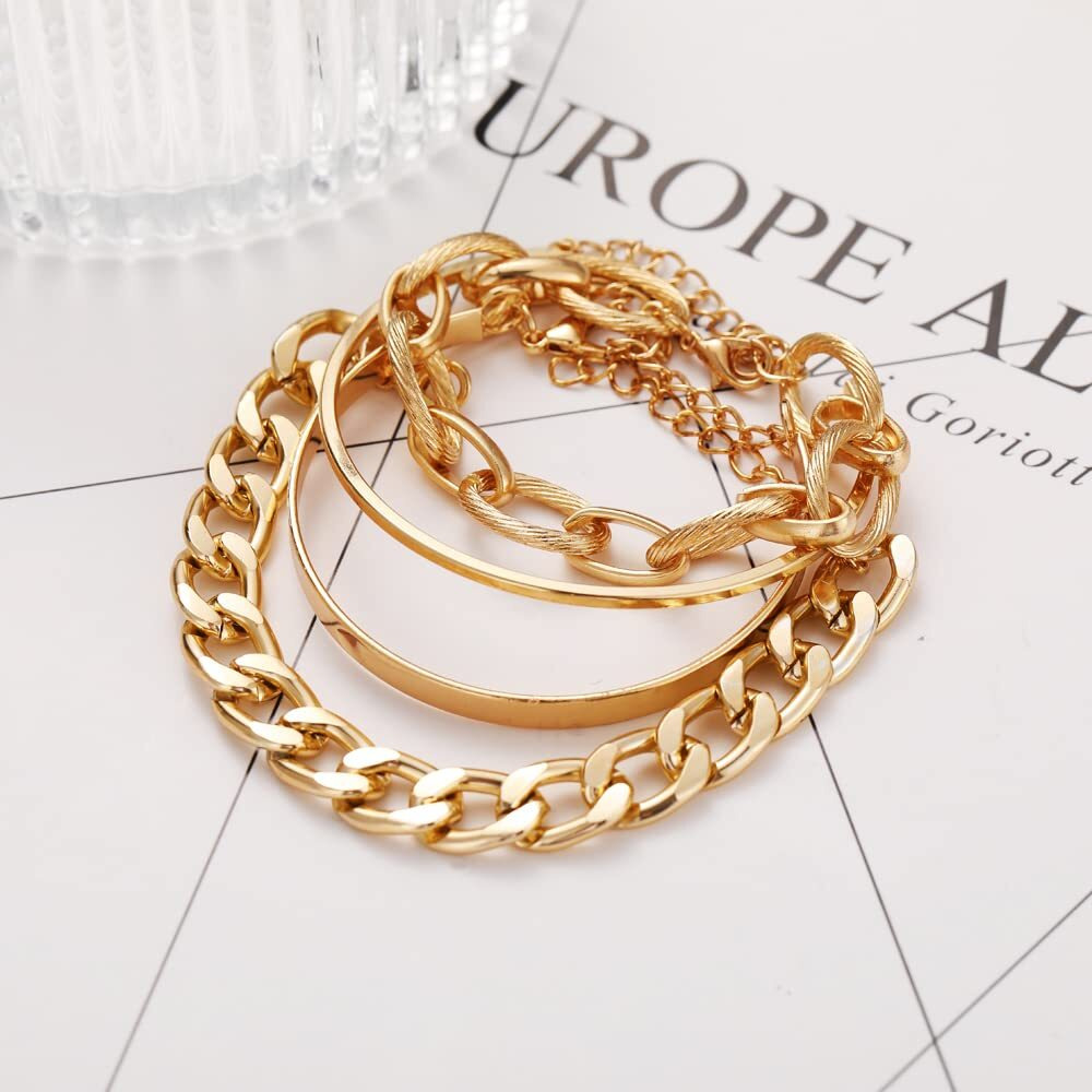 Shining Diva Fashion Latest Stylish Multilayer Gold Plated Bangle Bracelet for Women and Girls (14696b) Set of 4