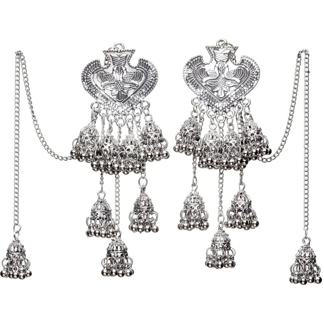 Shining Diva Fashion Latest Stylish Oxidised Chain Jhumka Earrings for Women and Girls (13190er)