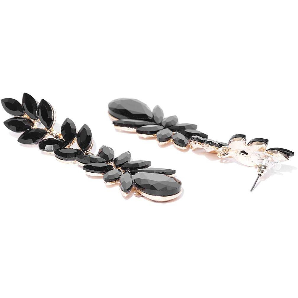 YouBella Jewellery Valentine Collection AAA Swiss Zircon Earings Earrings for Girls and Women (Grey-Black)