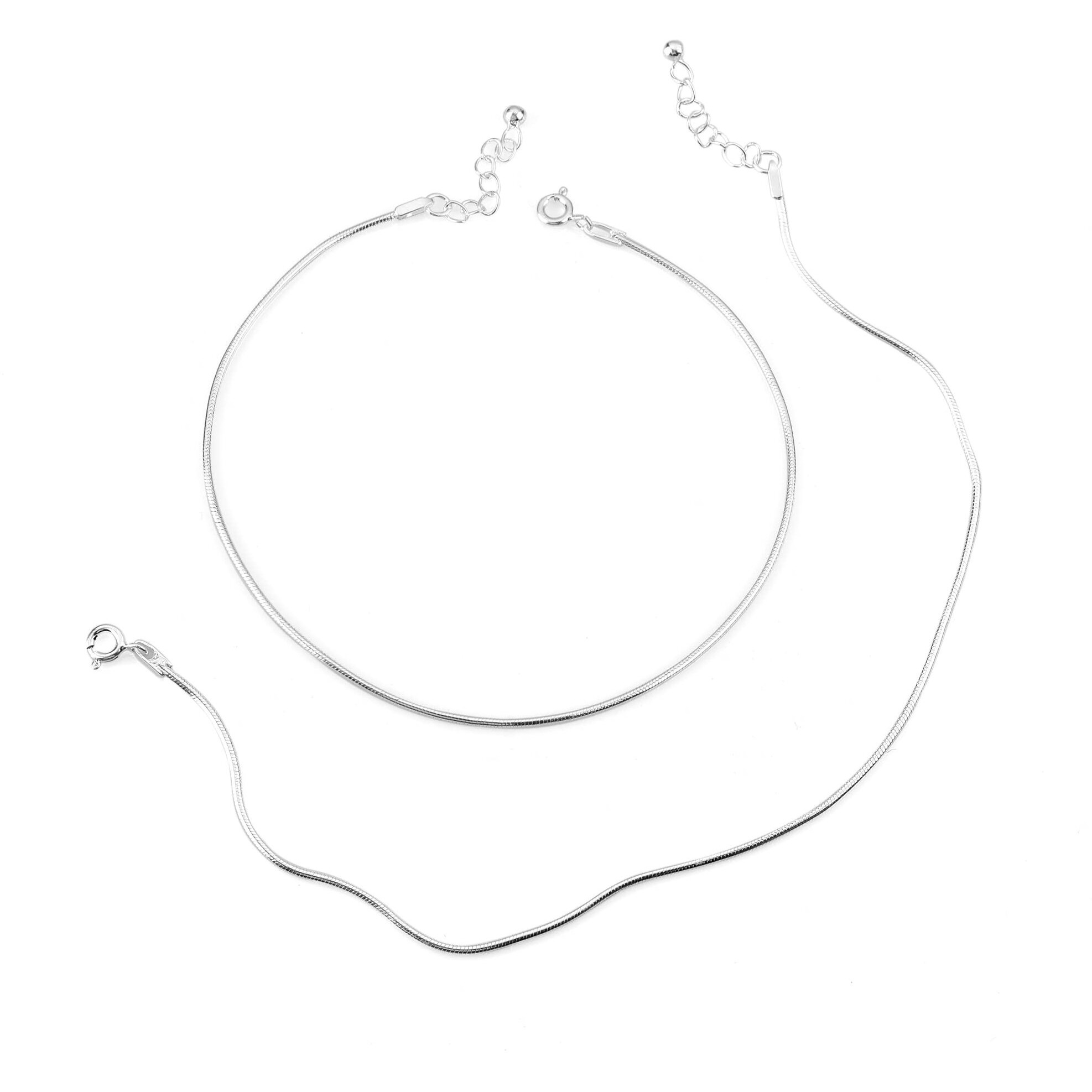 DHRUVS COLLECTION 925 Pure Silver Plain Threaded Snake Pattern Anklet/Payal in Pure 92.5 Pure Silver for Girls & Women