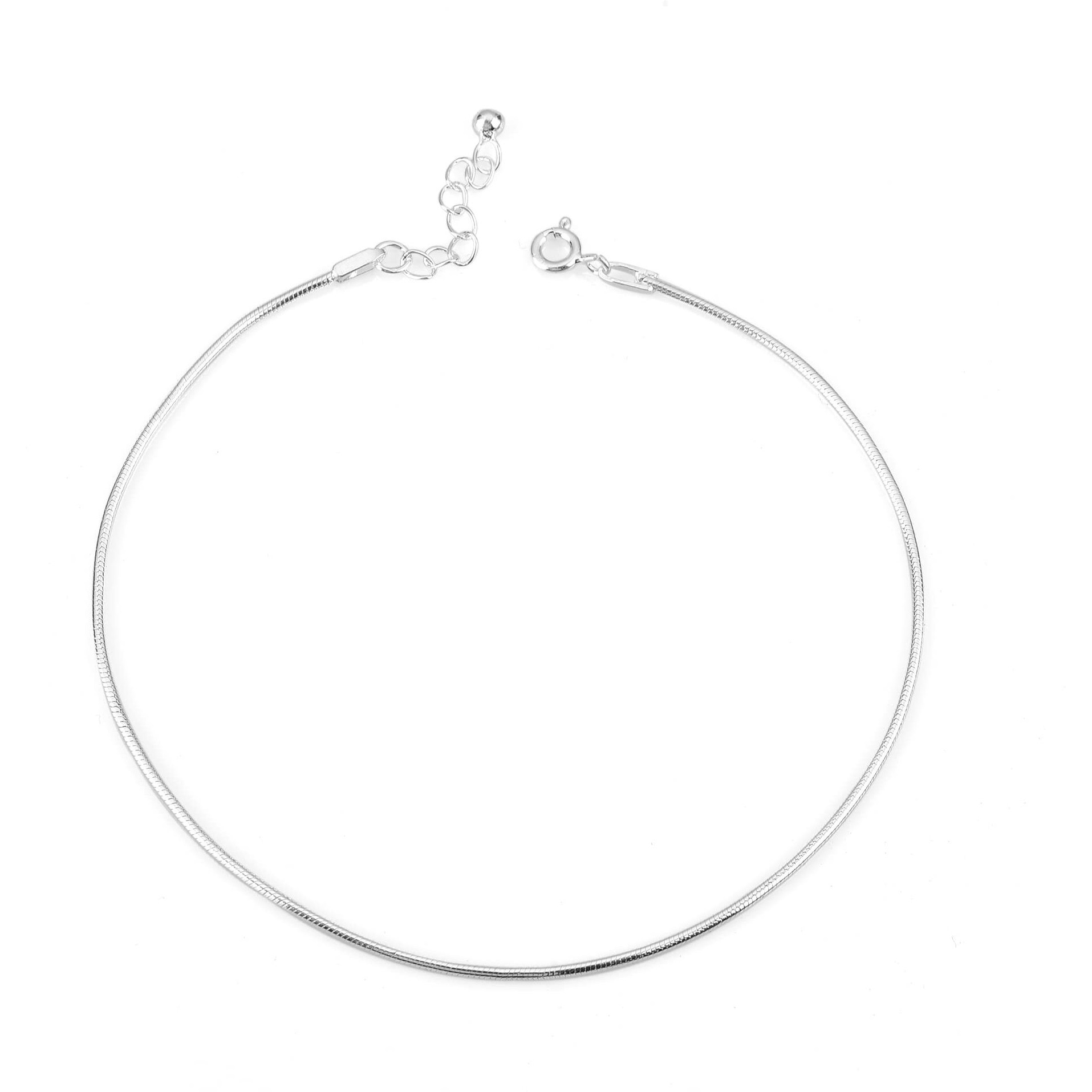 DHRUVS COLLECTION 925 Pure Silver Plain Threaded Snake Pattern Anklet/Payal in Pure 92.5 Pure Silver for Girls & Women