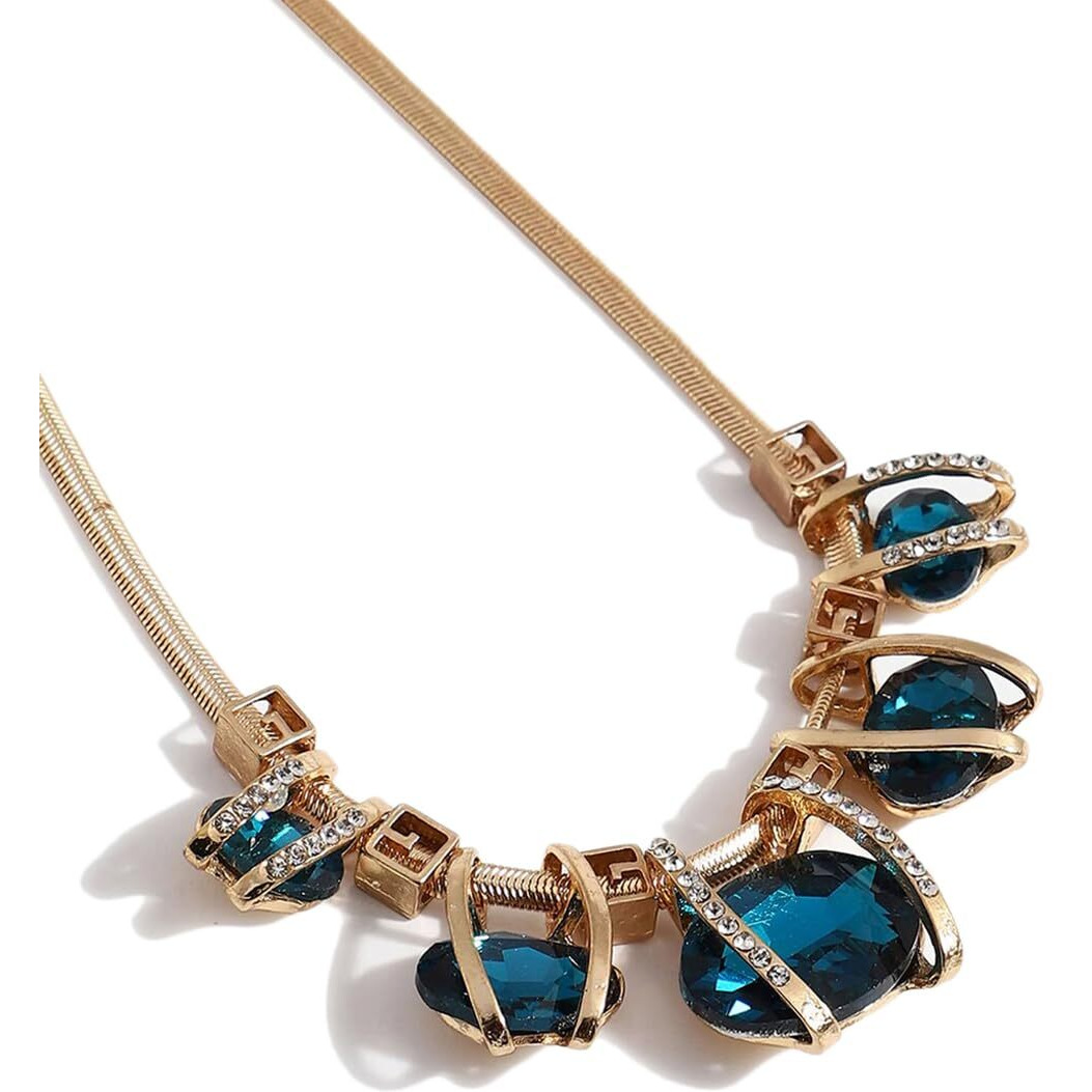Shining Diva Fashion Latest Stylish Fancy Crystal Necklace for Women and Girls (Blue)(rrsd15574np)