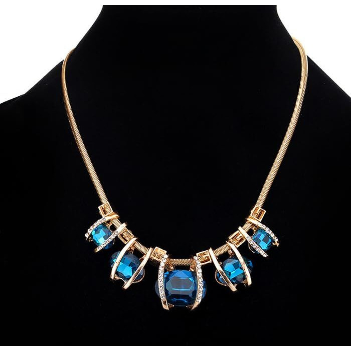 Shining Diva Fashion Latest Stylish Fancy Crystal Necklace for Women and Girls (Blue)(rrsd15574np)