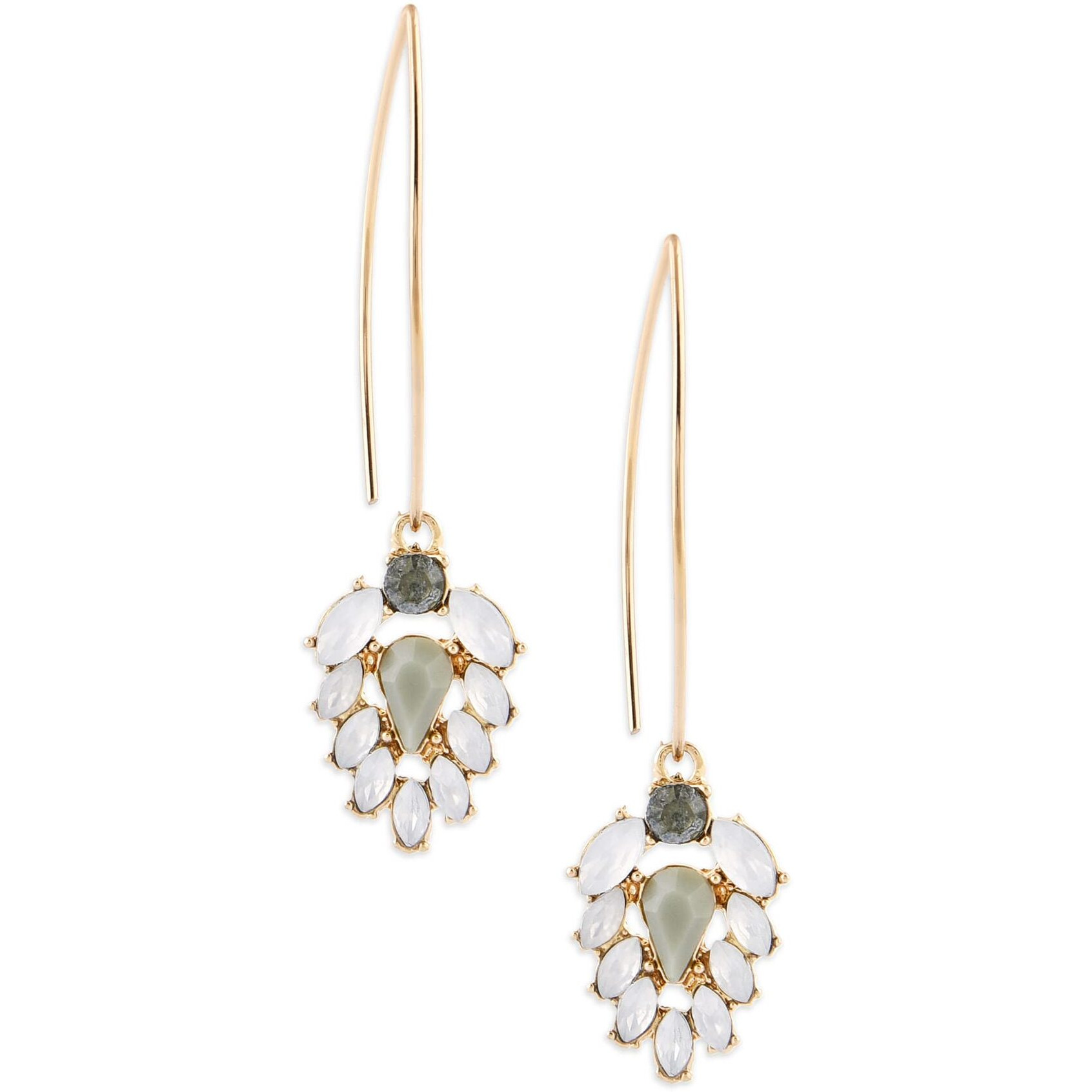 Zaveri Pearls Grey Dazzling Stones Embellished Contemporary Yellow Gold Drop Earring For Women-ZPFK15153