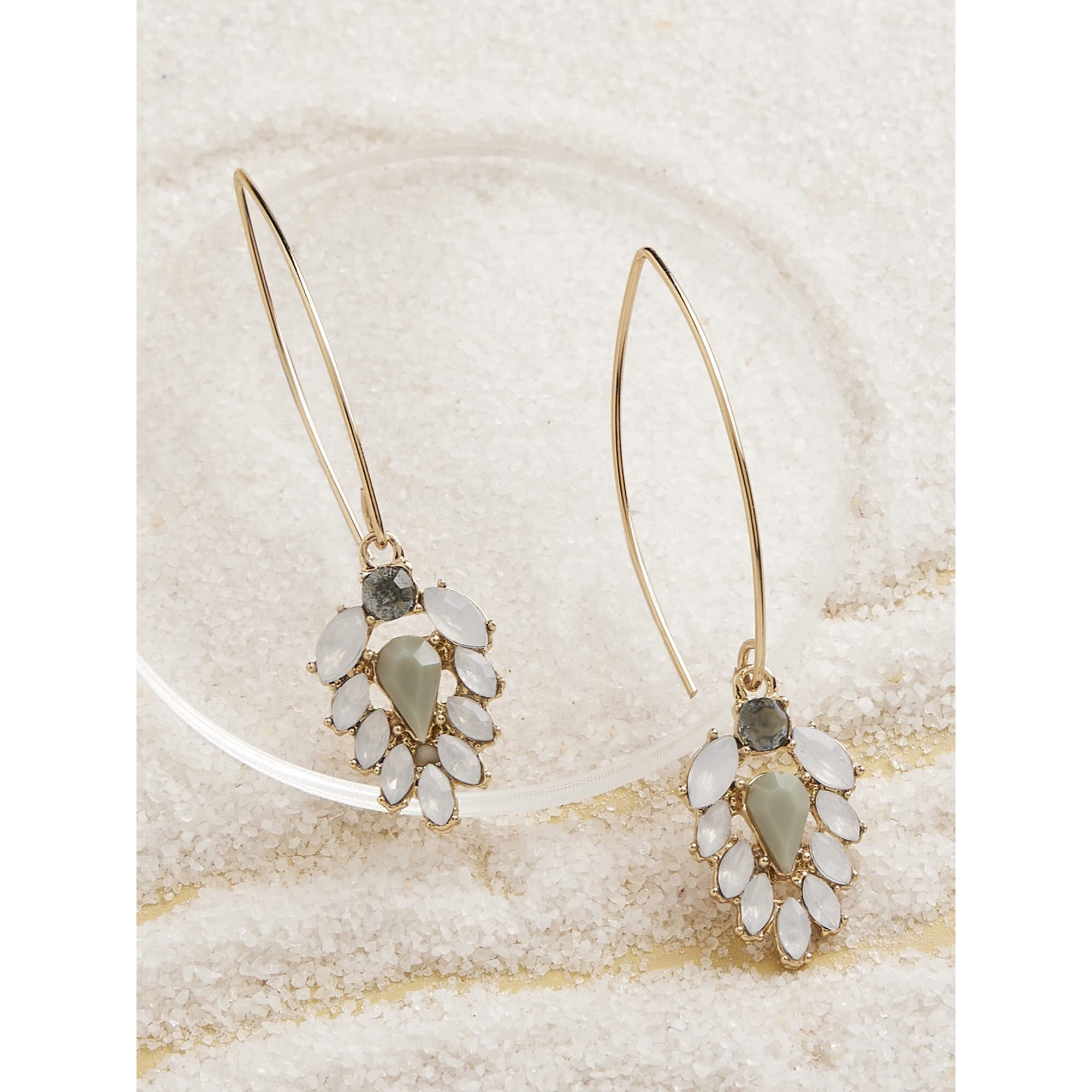 Zaveri Pearls Grey Dazzling Stones Embellished Contemporary Yellow Gold Drop Earring For Women-ZPFK15153