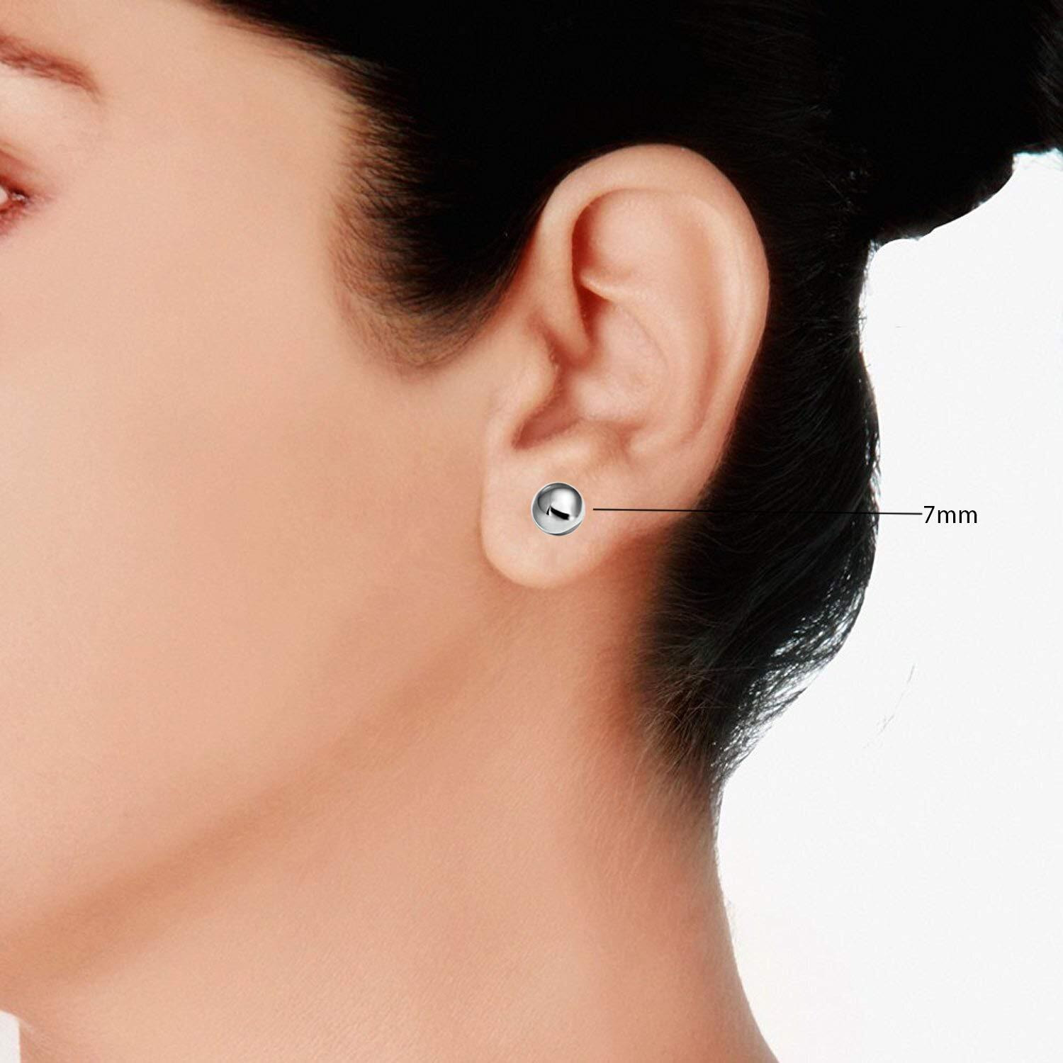 KUKSHYA JEWELLERS Exclusive 925 Pure Silver Stud Earrings for Baby Girl, Men, Women, Girls & Boys (BALL STUD 6MM) (6)