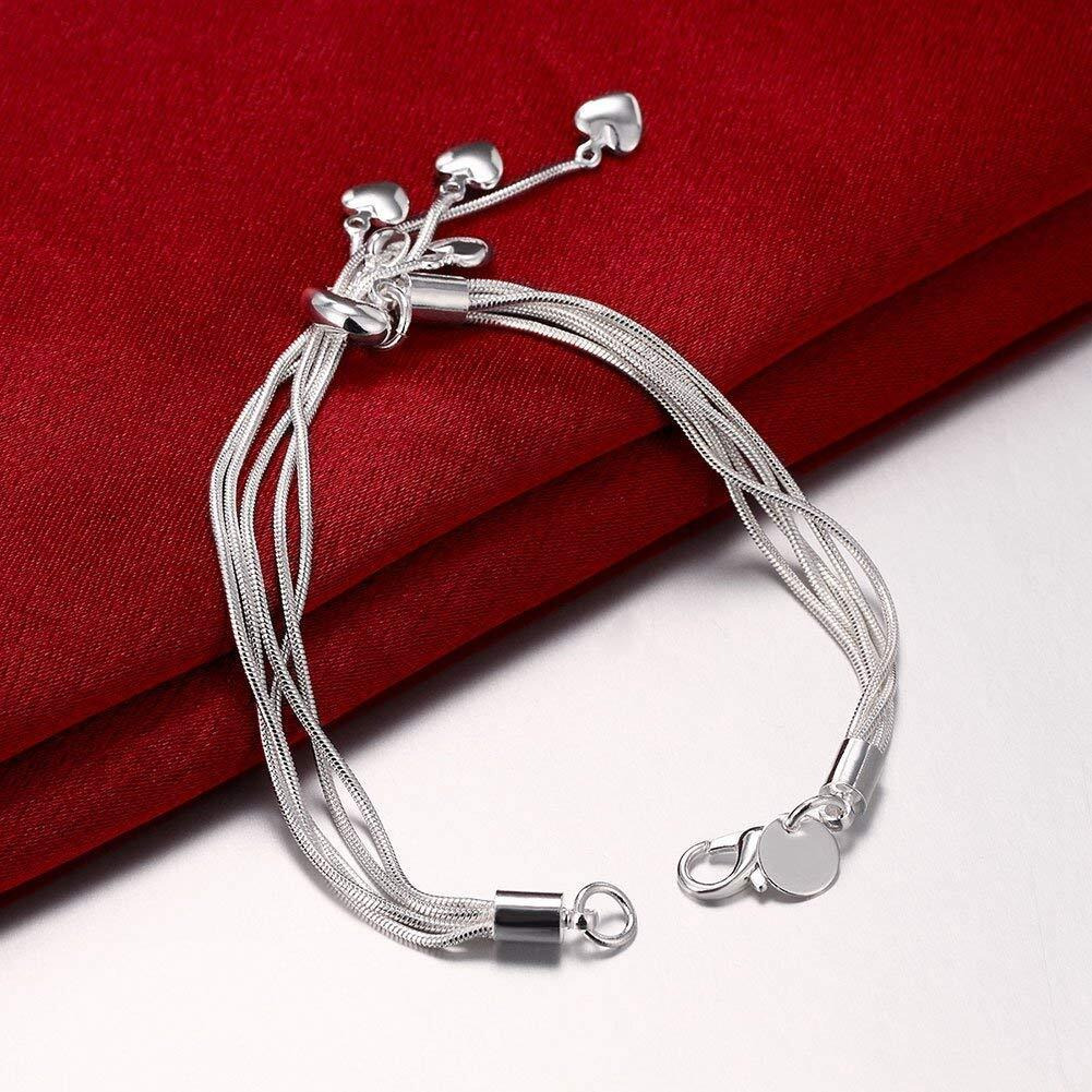 Shining Diva Fashion Heart Charms Silver Plated Cubic Zirconia Stylish Bracelet for Women (10105b)