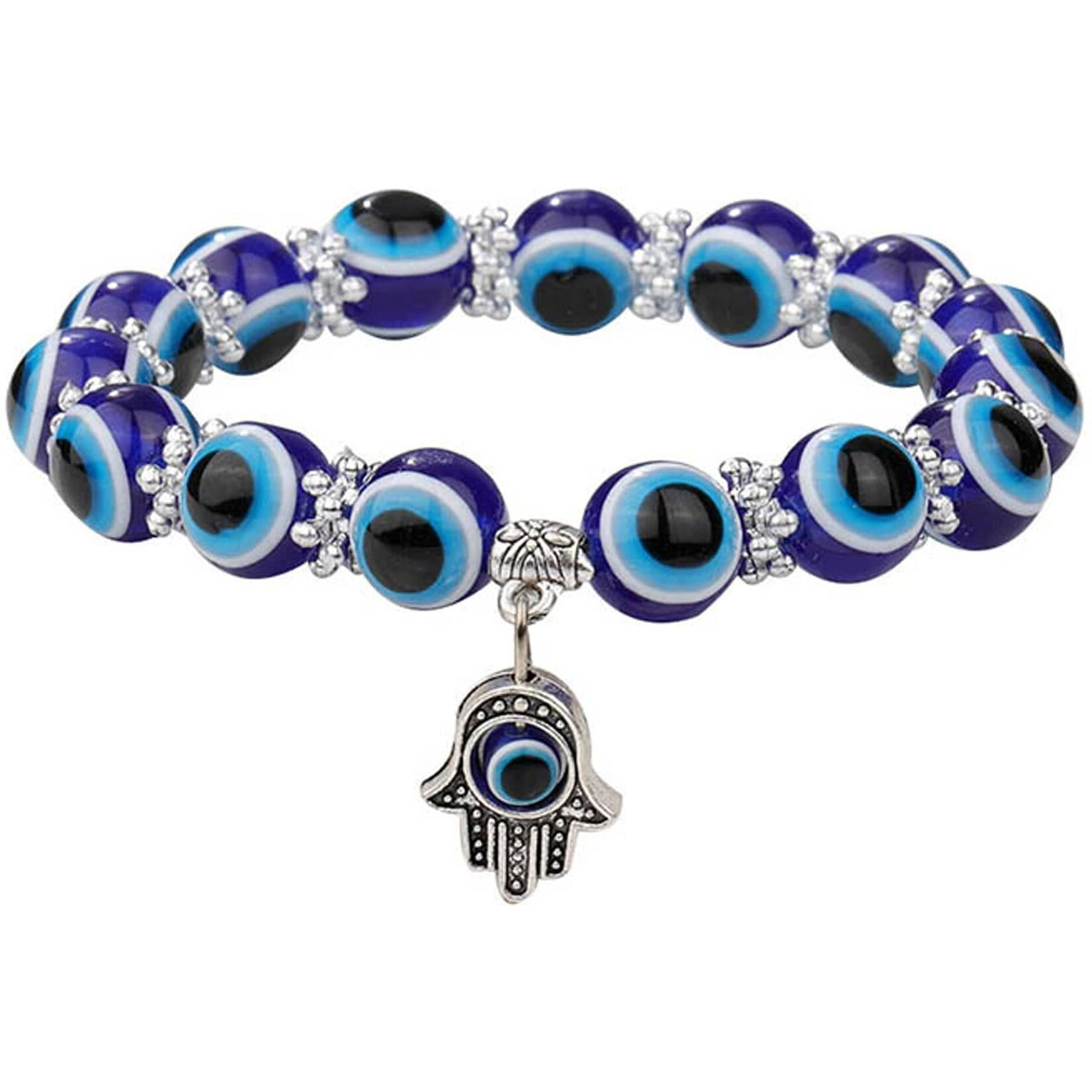Fashion Frill Evil Eye Bracelet For Women Buddha Hand Wristband Silver Beads Charm Evil Eye Bracelets For Women Girls Love Gifts Jewellery