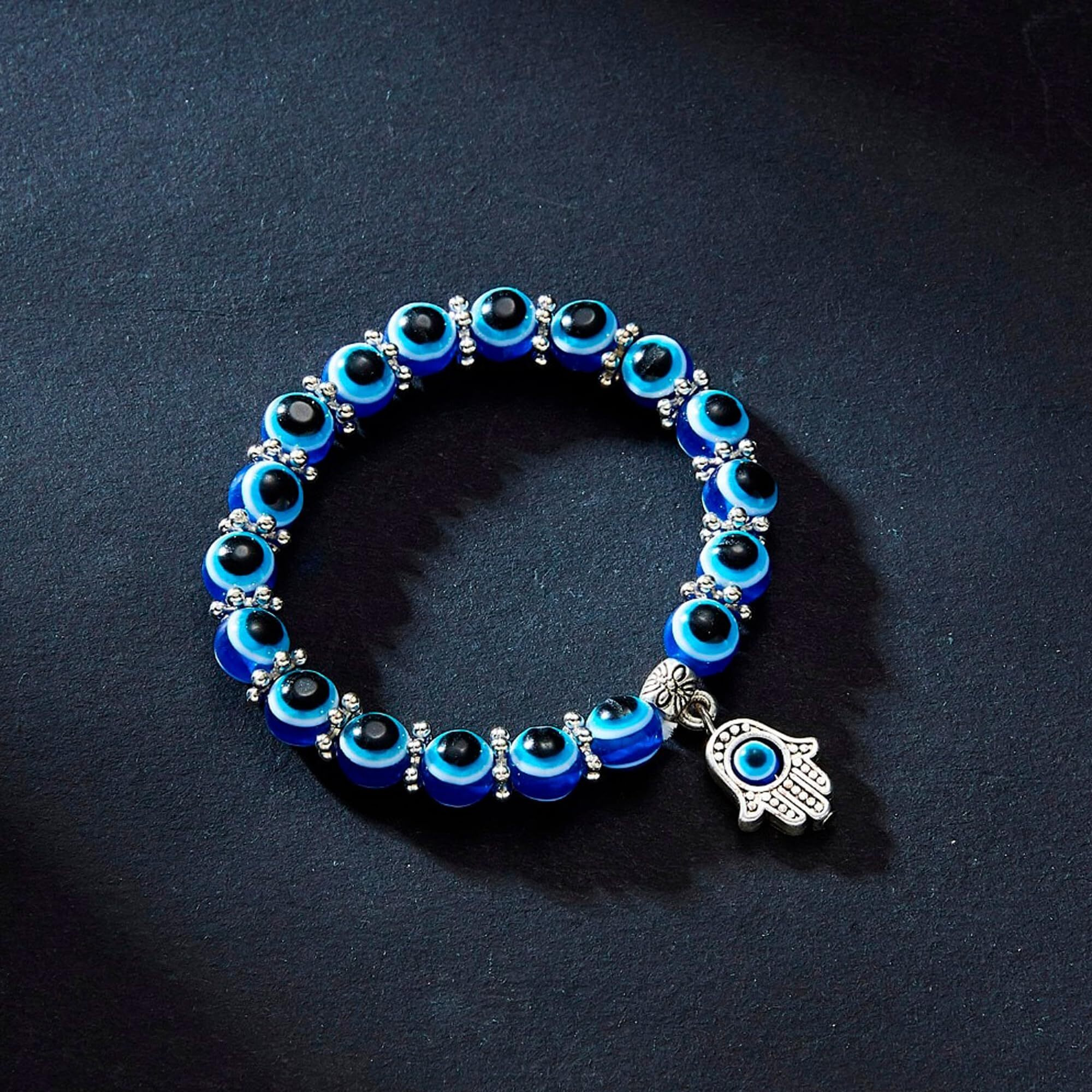 Fashion Frill Evil Eye Bracelet For Women Buddha Hand Wristband Silver Beads Charm Evil Eye Bracelets For Women Girls Love Gifts Jewellery