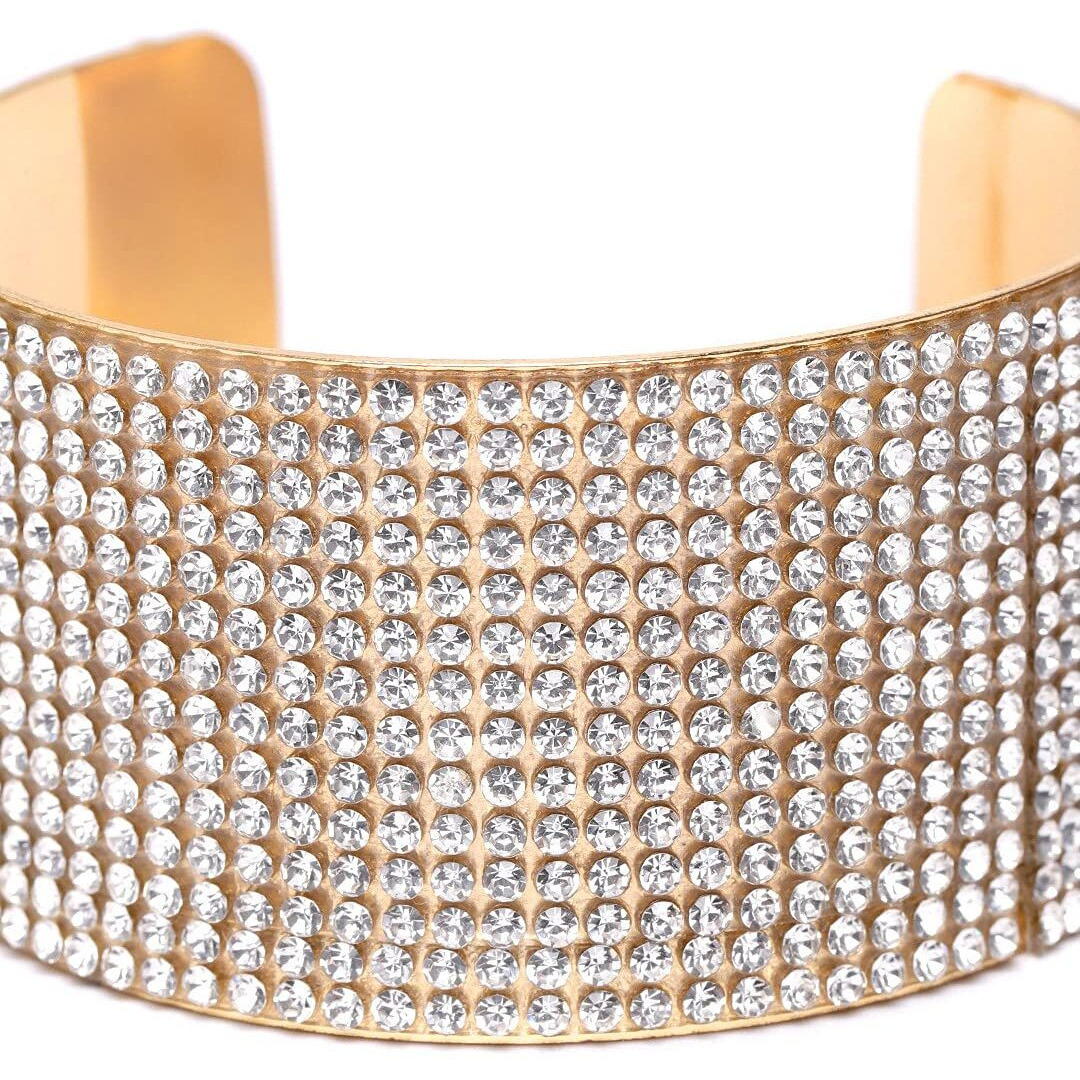 YouBella Fashion Jewellery Gold Plated Crystal Studded Bangle Bracelet for Girls and Women (White)