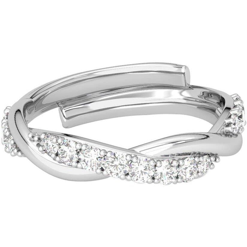 Clara Pure 925 Sterling Silver Twist Finger Ring with Adjustable Band | Gift for Women Girls Wife Girlfriend | Swiss Zircon Rhodium Plated