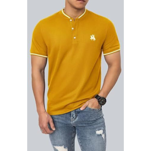 Lymio Men T-Shirt || T-Shirt for Men || Plain T Shirt || T-Shirt (Polo-06-10) (L, Musterd)