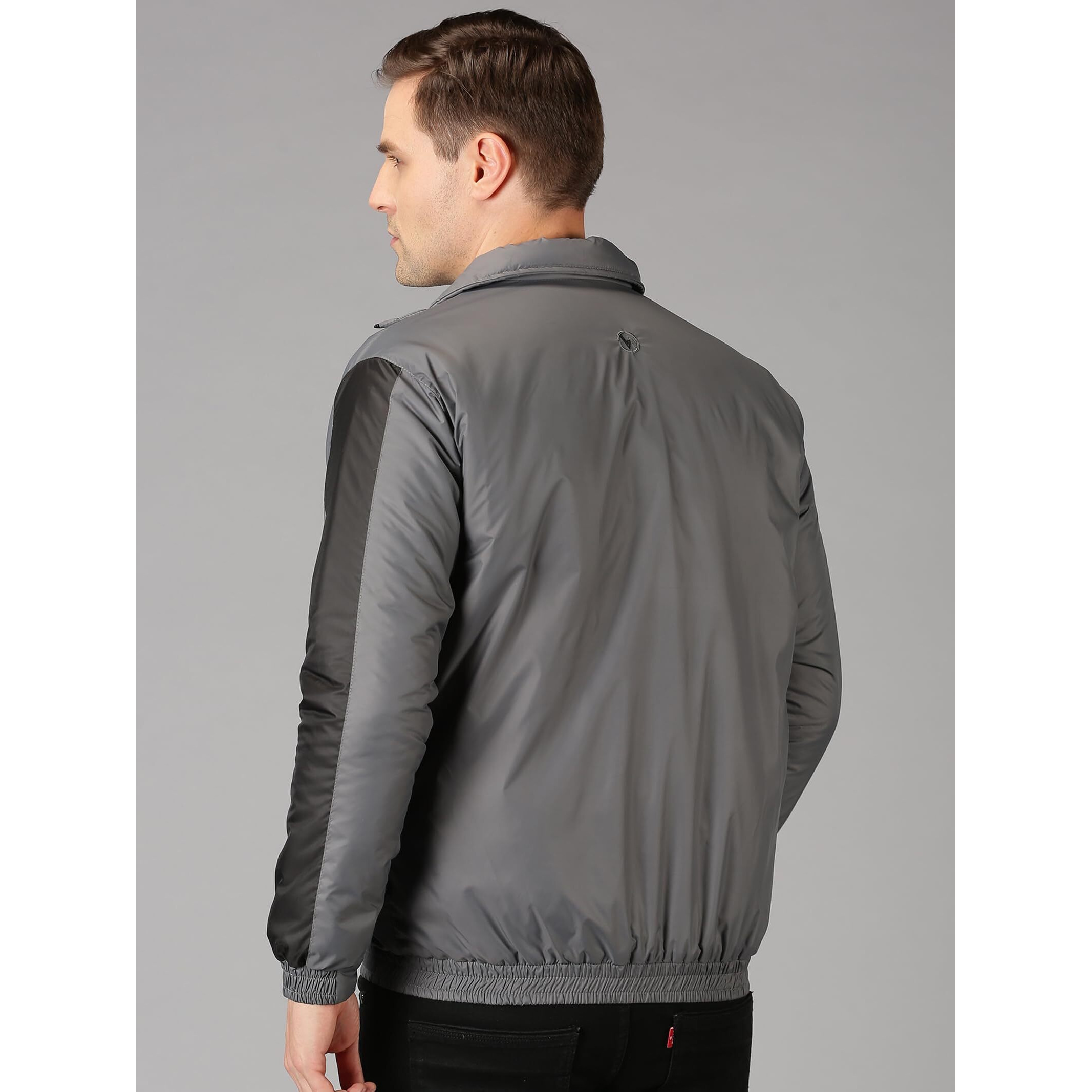 VROJASS Full Sleeve Solid Men's Sleeve Combination Bomper Jacket (XL, Grey)(VROBJF-GM_SB-XL)