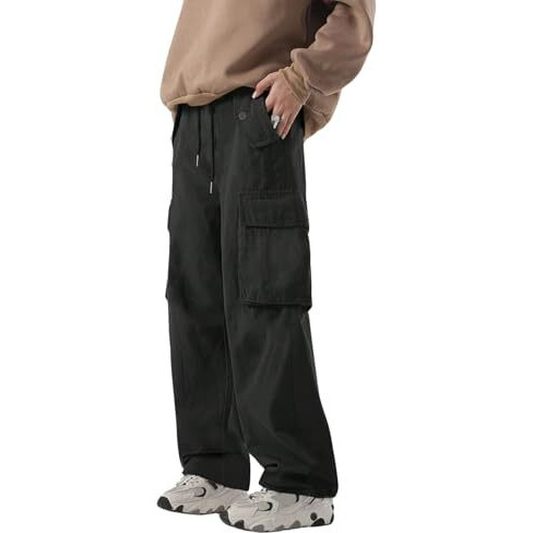 Lymio Men Cargo || Men Cargo Pants || Men Cargo Pants Cotton || Cargos for Men (Cargo-42-45) (in, Alpha, M, Black)