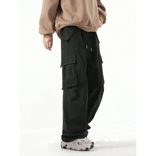 Lymio Men Cargo || Men Cargo Pants || Men Cargo Pants Cotton || Cargos for Men (Cargo-42-45) (in, Alpha, M, Black)
