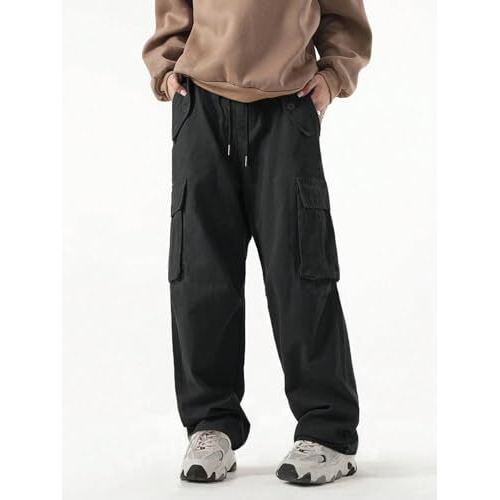 Lymio Men Cargo || Men Cargo Pants || Men Cargo Pants Cotton || Cargos for Men (Cargo-42-45) (in, Alpha, M, Black)