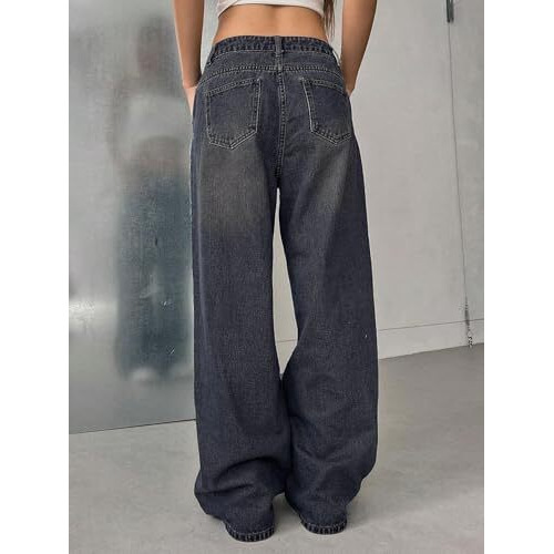 GRECIILOOKS Regular Pant Baggy High Waist | Bell Bottom Jeans for Women (GL-DJ-30_Dark Blue