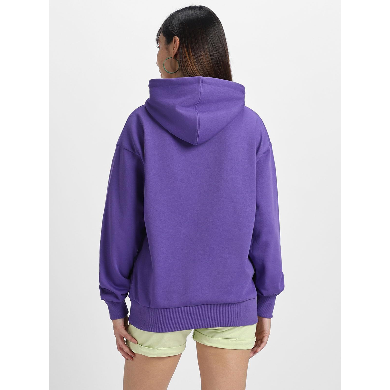 JUNEBERRY Cotton Polly Fleece Oversized Fit Purple Graphic Hoodie for Women (JHD0423PRPT31_M)