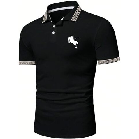 Lymio Men Regular Fit T-Shirt || T-Shirt for Men || Polo T Shirt || T-Shirt (Polo-35-Black-XL)