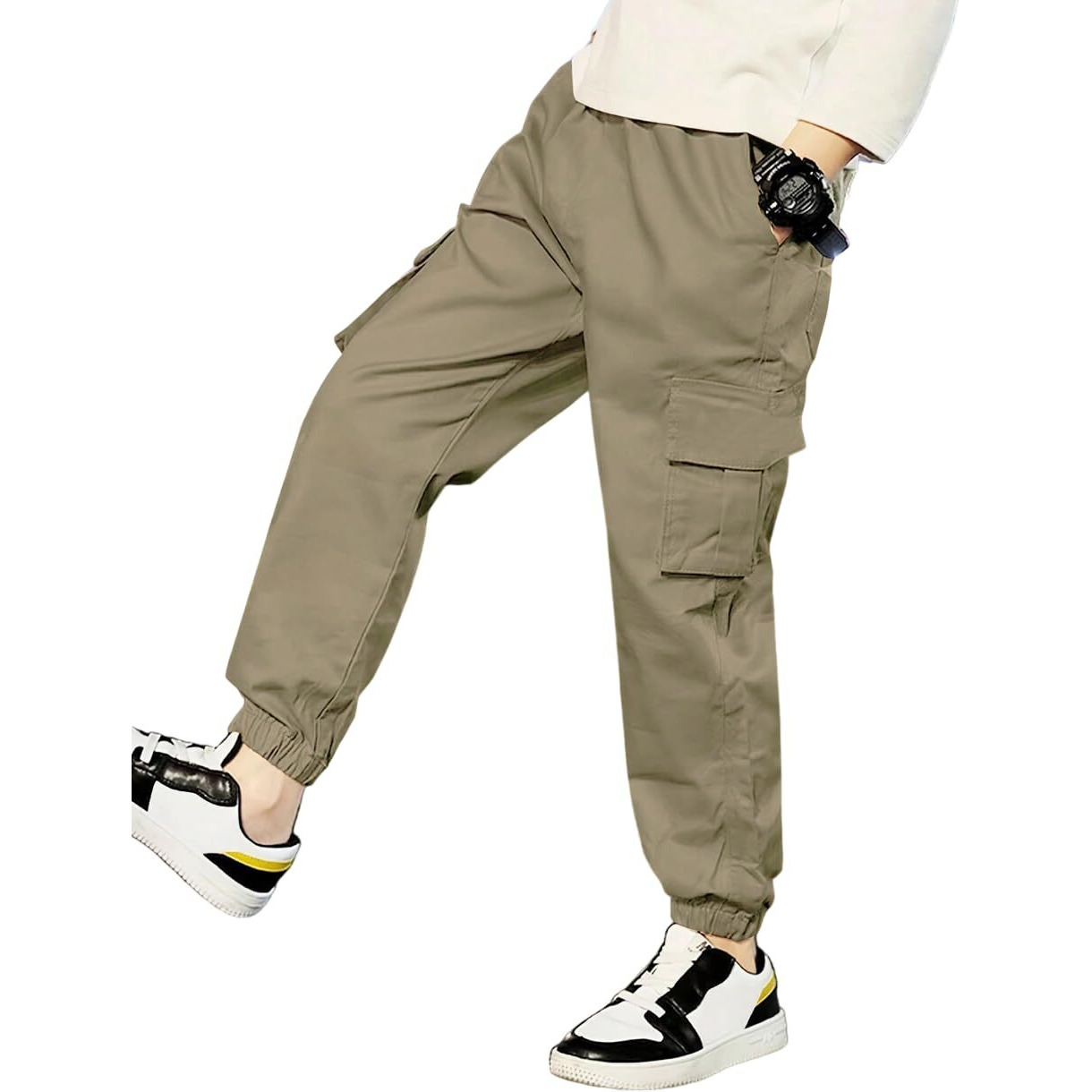 TAGAS Boy's Relaxed Casual Pants (KC-1-KHAKI-7_Khaki_7 8 Years)
