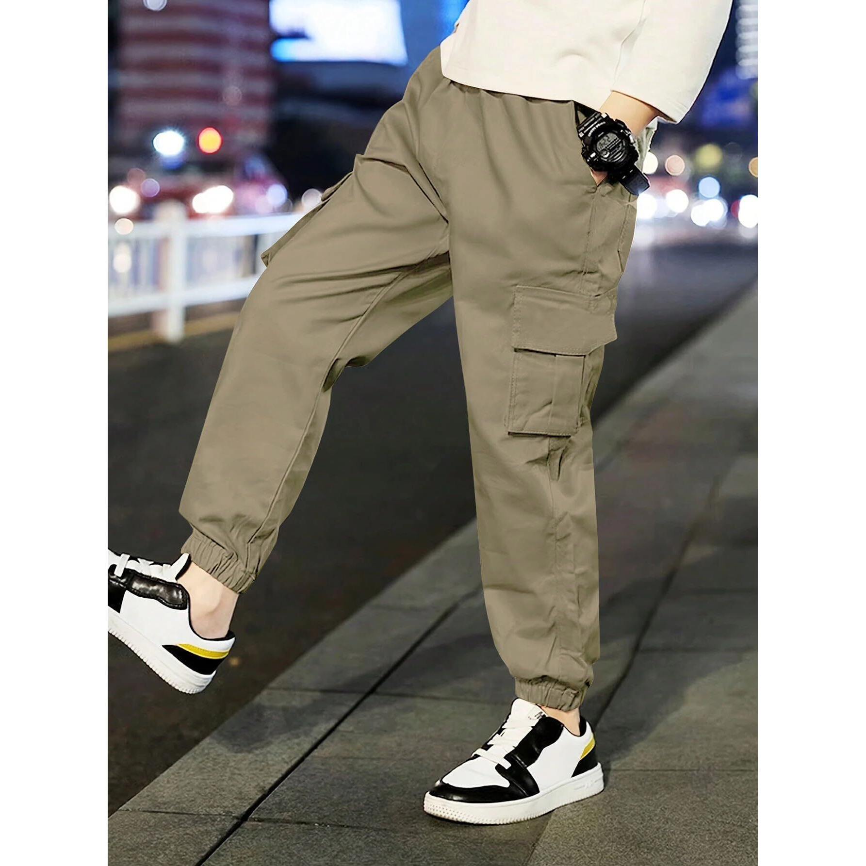 TAGAS Boy's Relaxed Casual Pants (KC-1-KHAKI-7_Khaki_7 8 Years)