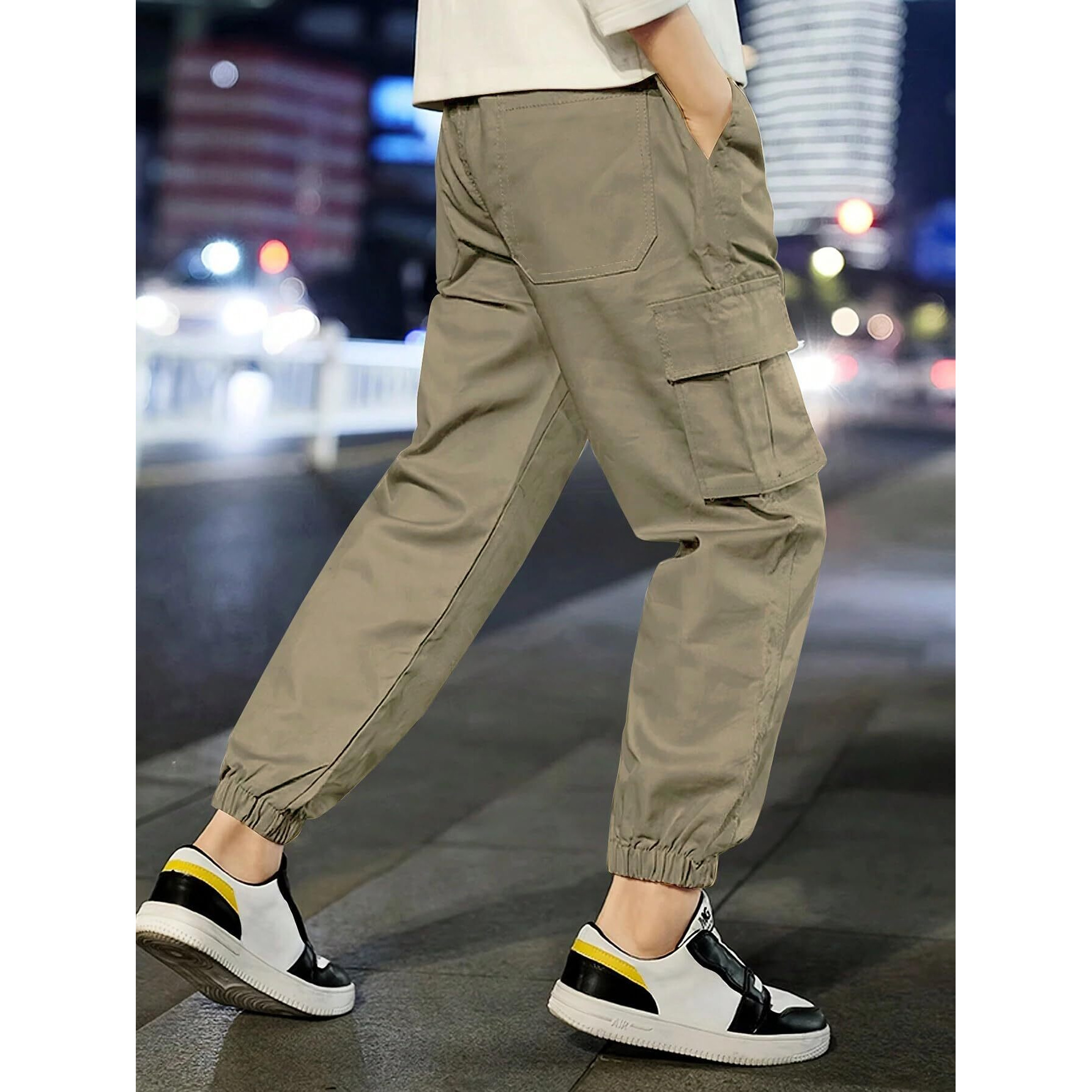 TAGAS Boy's Relaxed Casual Pants (KC-1-KHAKI-7_Khaki_7 8 Years)