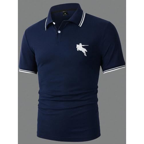 Lymio Men T-Shirt || T-Shirt for Men || Plain T Shirt || T-Shirt (Polo-18-21) (XL, Blue)