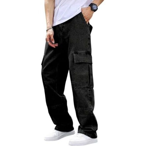 Men Jeans || Jeans for Men || Cargo Jeans (Q-08-09) (in, Numeric, 34, Black)