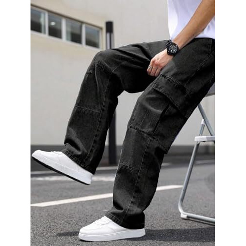 Men Jeans || Jeans for Men || Cargo Jeans (Q-08-09) (in, Numeric, 34, Black)