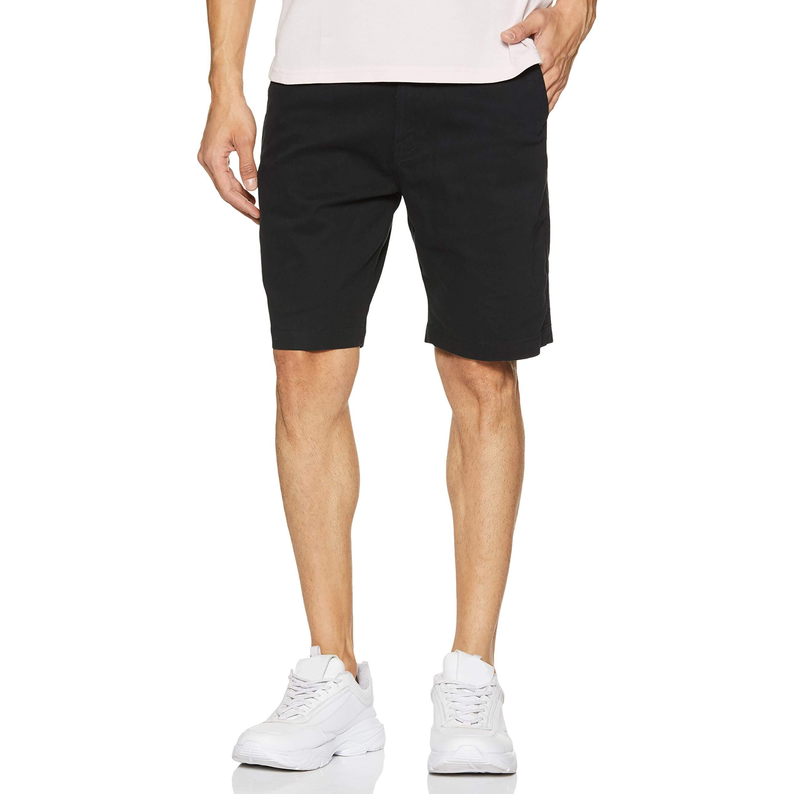 Amazon Brand - Symbol Men's Cotton Chino Shorts | Half Pants | Nikker | Stretchable Lounge Wear (Casual | Summer | Bermuda) (Black2_34)