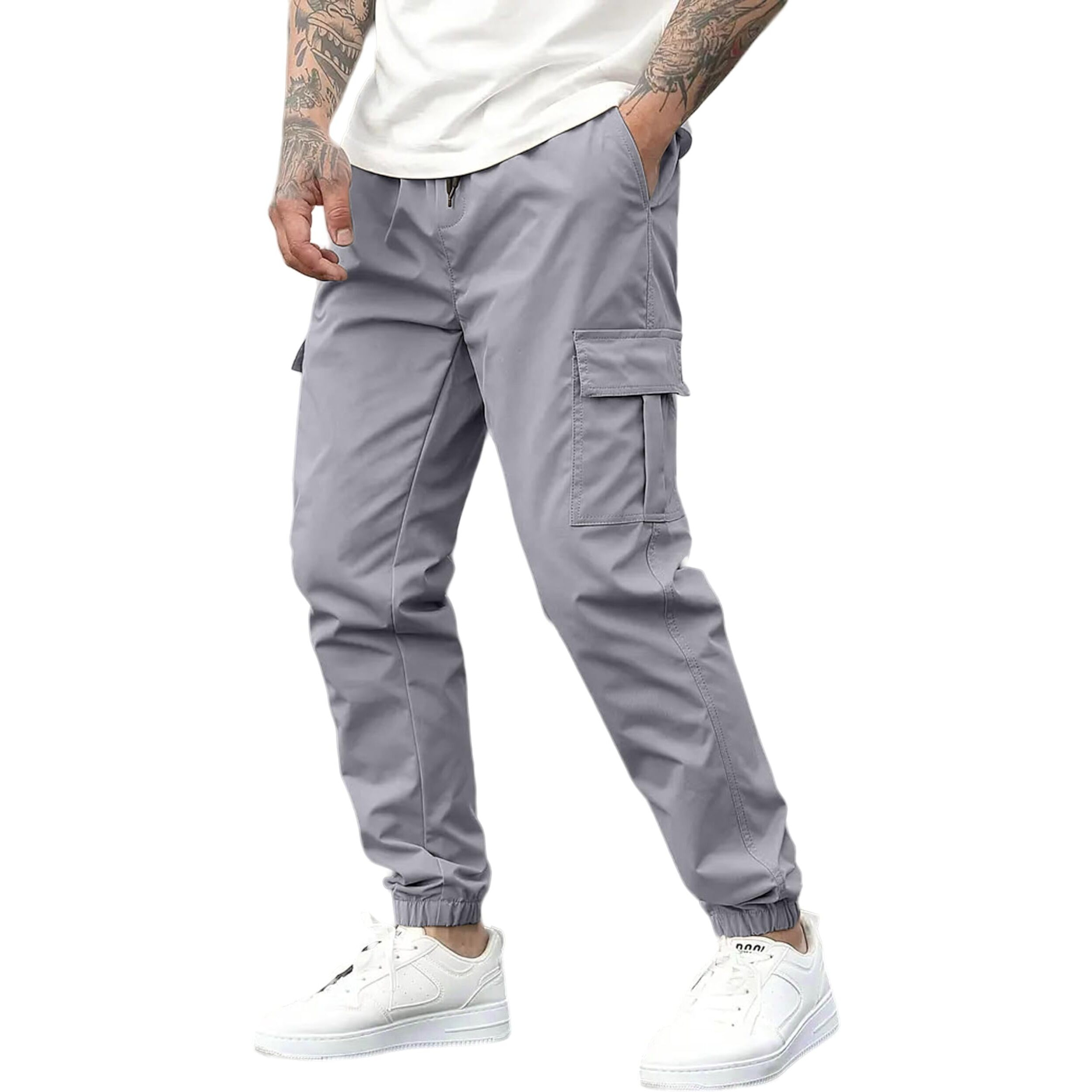 IndoPrimo Men Cargo || Men Cargo Pants || Men Cargo Pants Cotton || Cargos for Men (in, Alpha, XL, Regular, Standard, Grey)