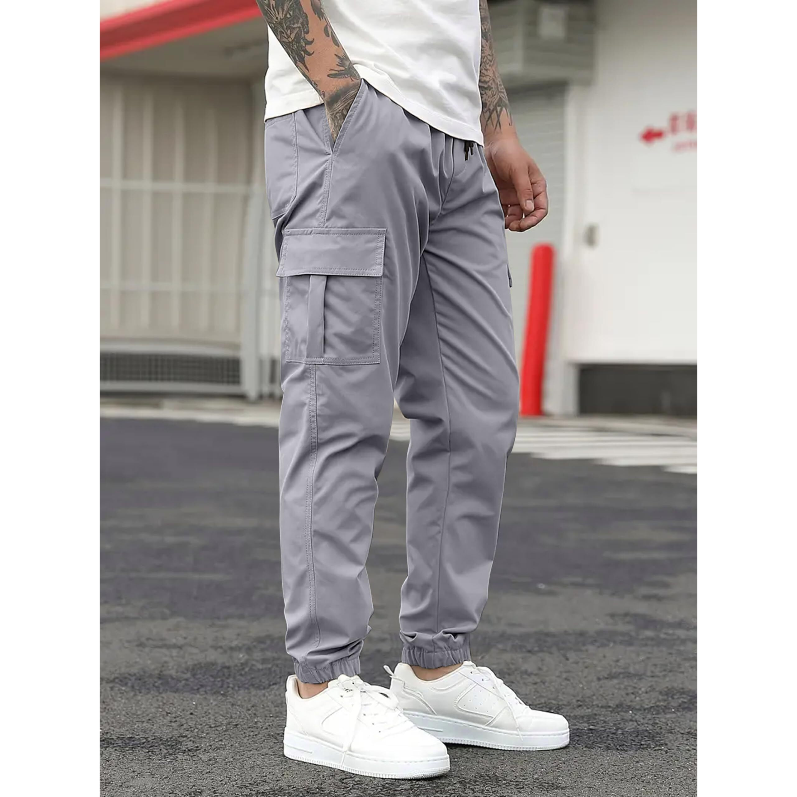 IndoPrimo Men Cargo || Men Cargo Pants || Men Cargo Pants Cotton || Cargos for Men (in, Alpha, XL, Regular, Standard, Grey)